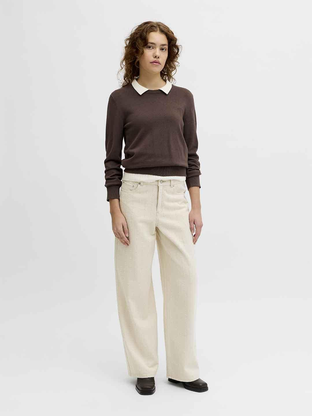 JJXX Zoe pantalone panna gamba larga