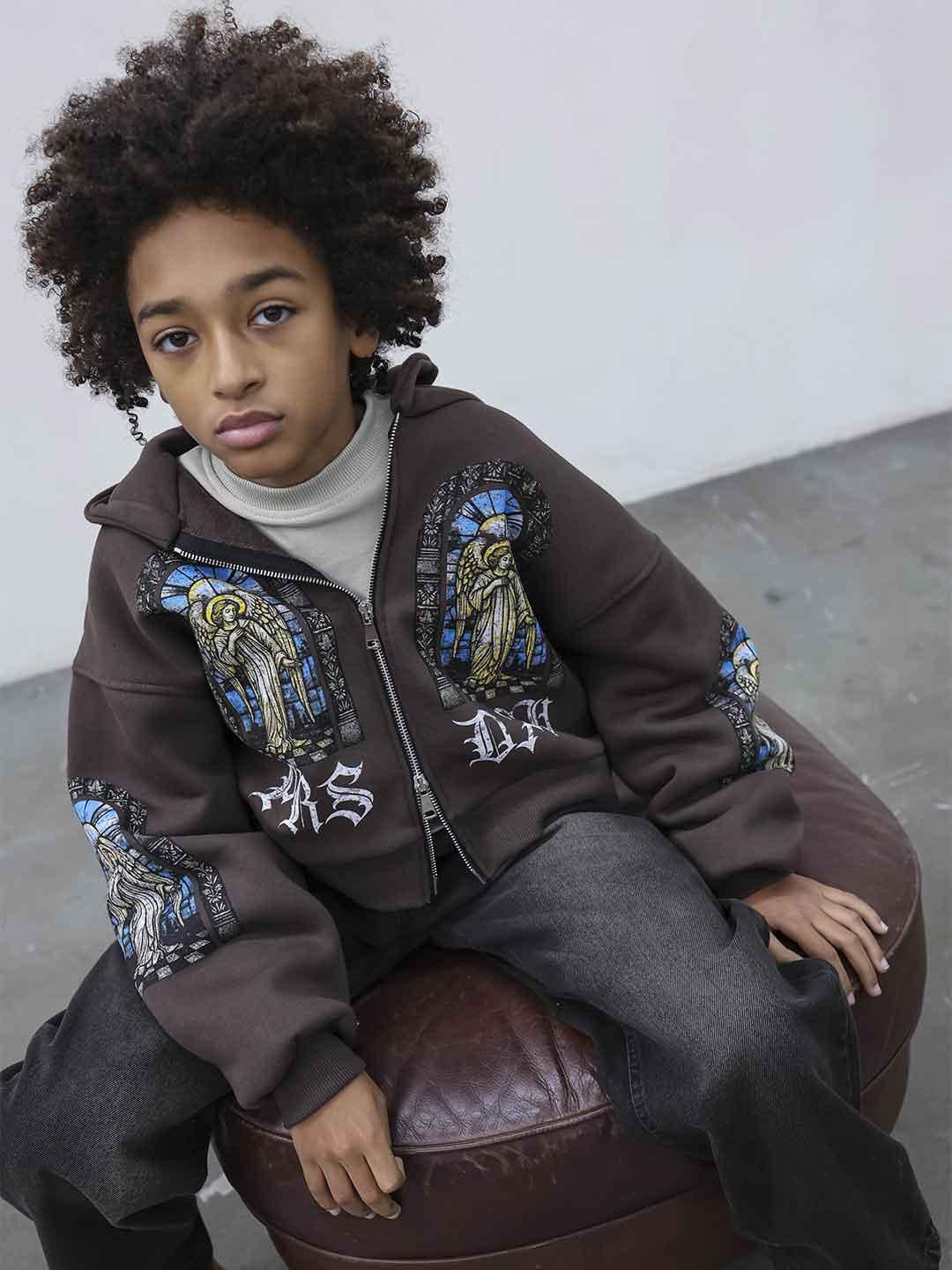 Present Day felpa kids marrone con zip