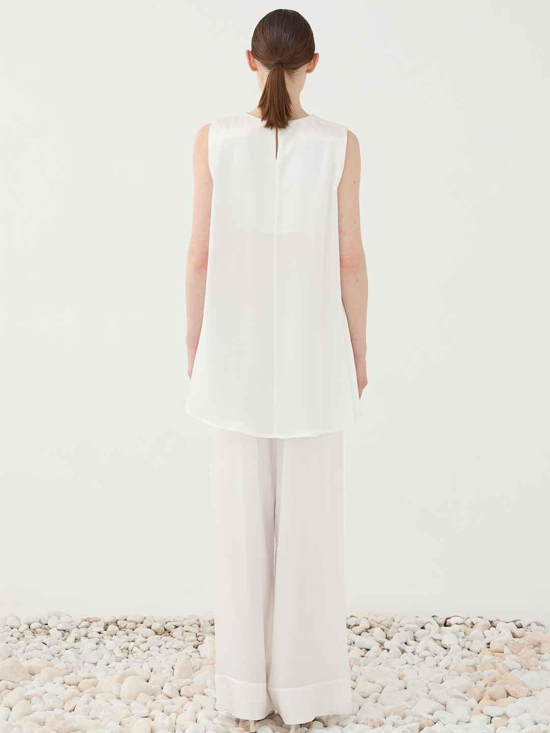 Eleh pantaloni bianco in raso