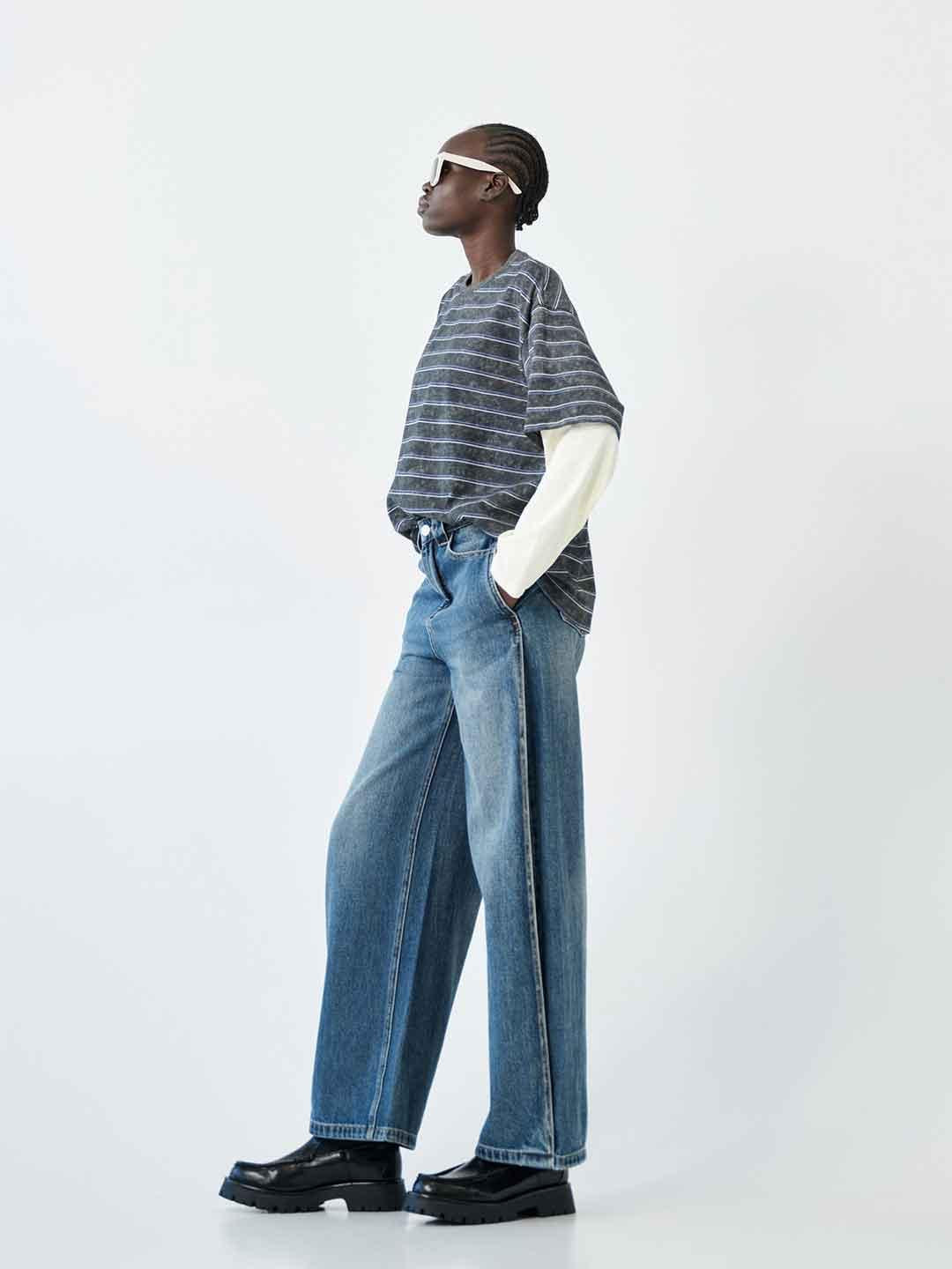 Eleh t-shirt grigio a righe