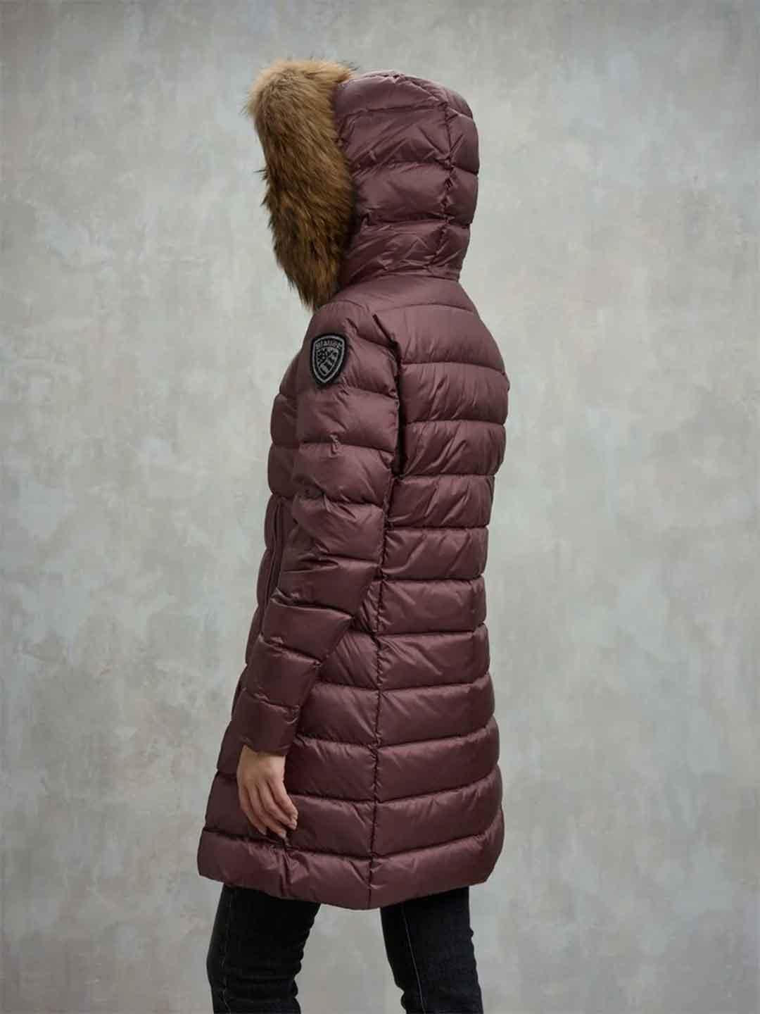 Blauer Kristin piumino bordeaux lungo con pelliccia