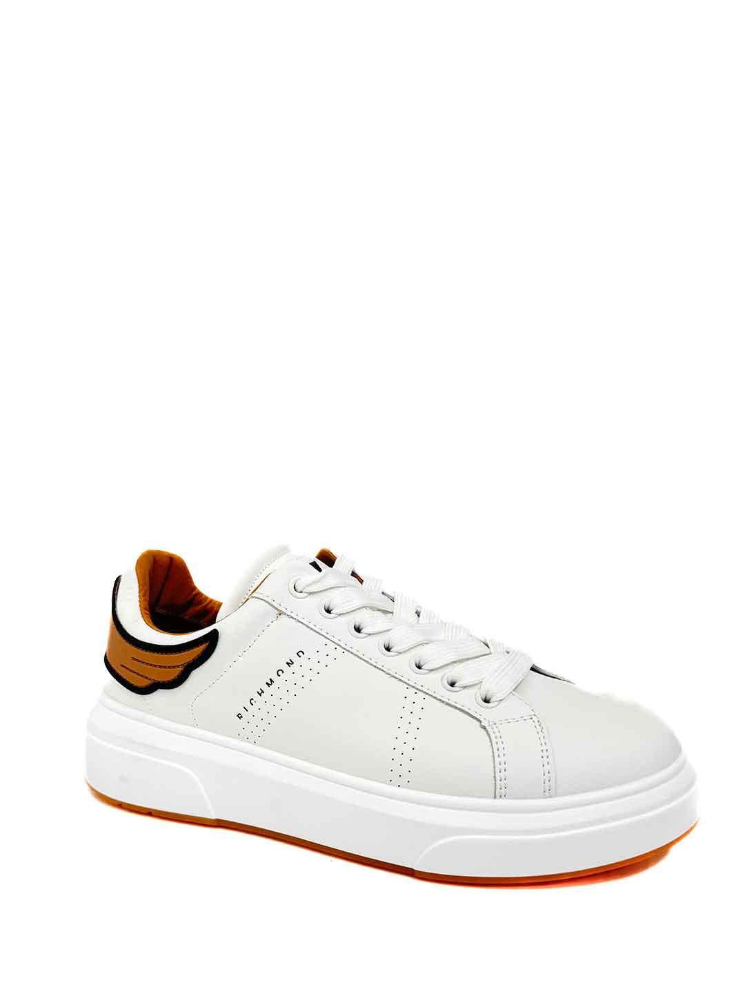 John Richmond 31017 C sneakers bianco con tab cuoio