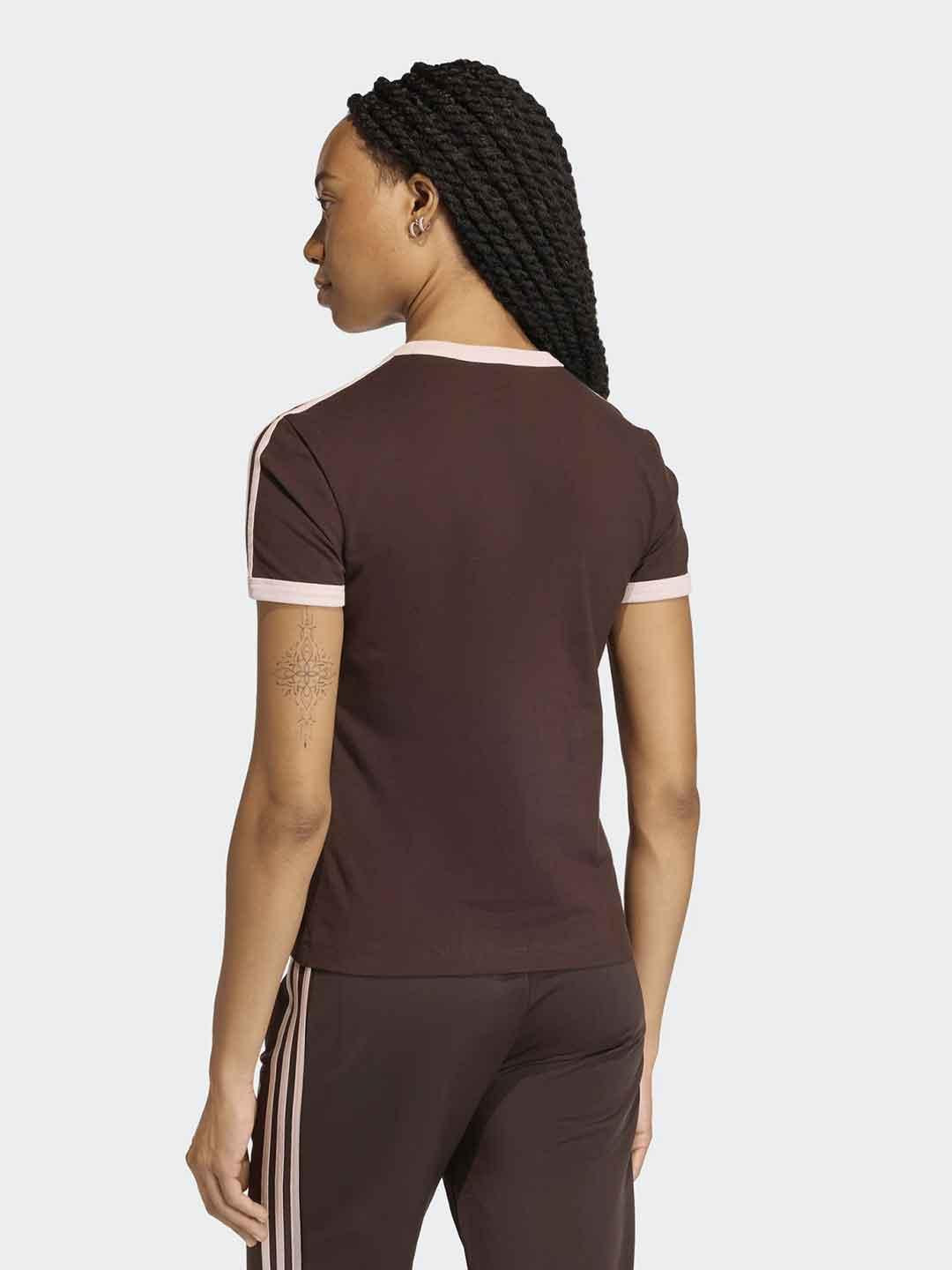 Adidas 3 Stripes t-shirt marrone e rosa