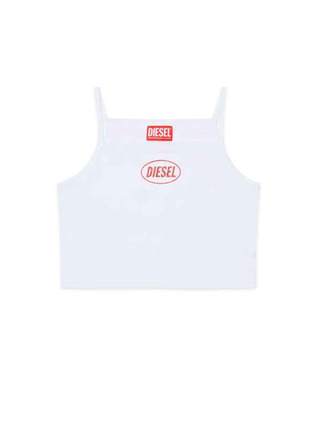Diesel Tedim top bianco con logo rosso