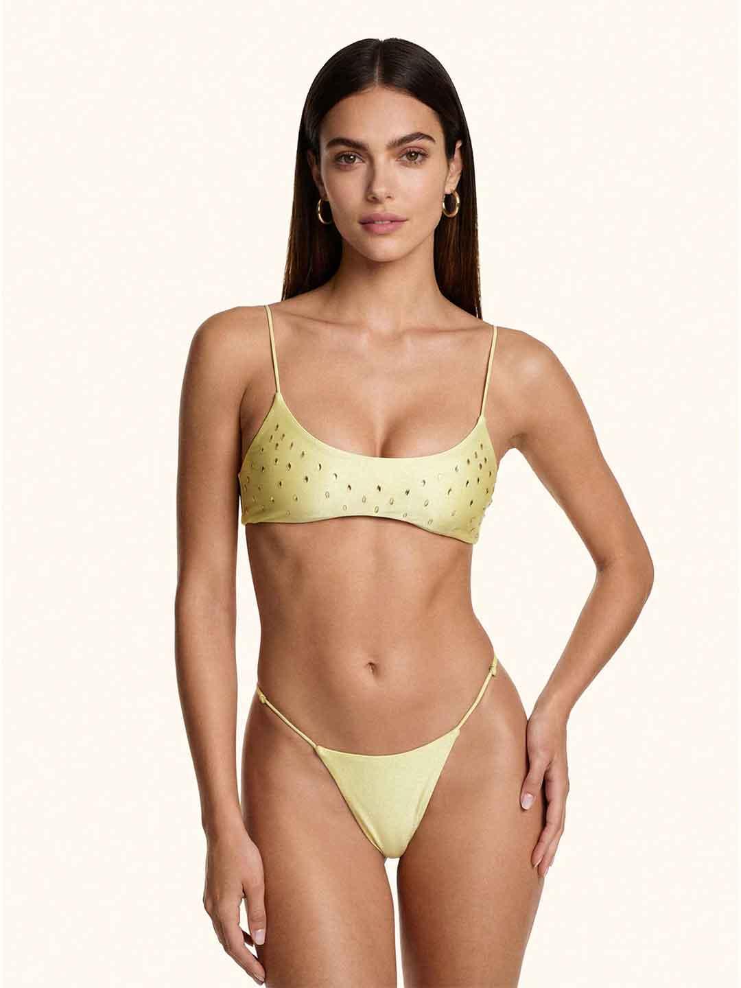 Me Fui costume verde con strass top