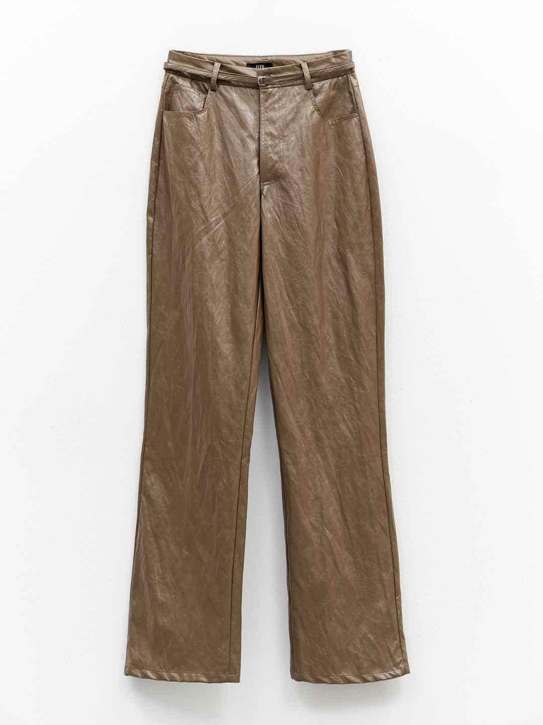Eleh pantalone marrone in pelle
