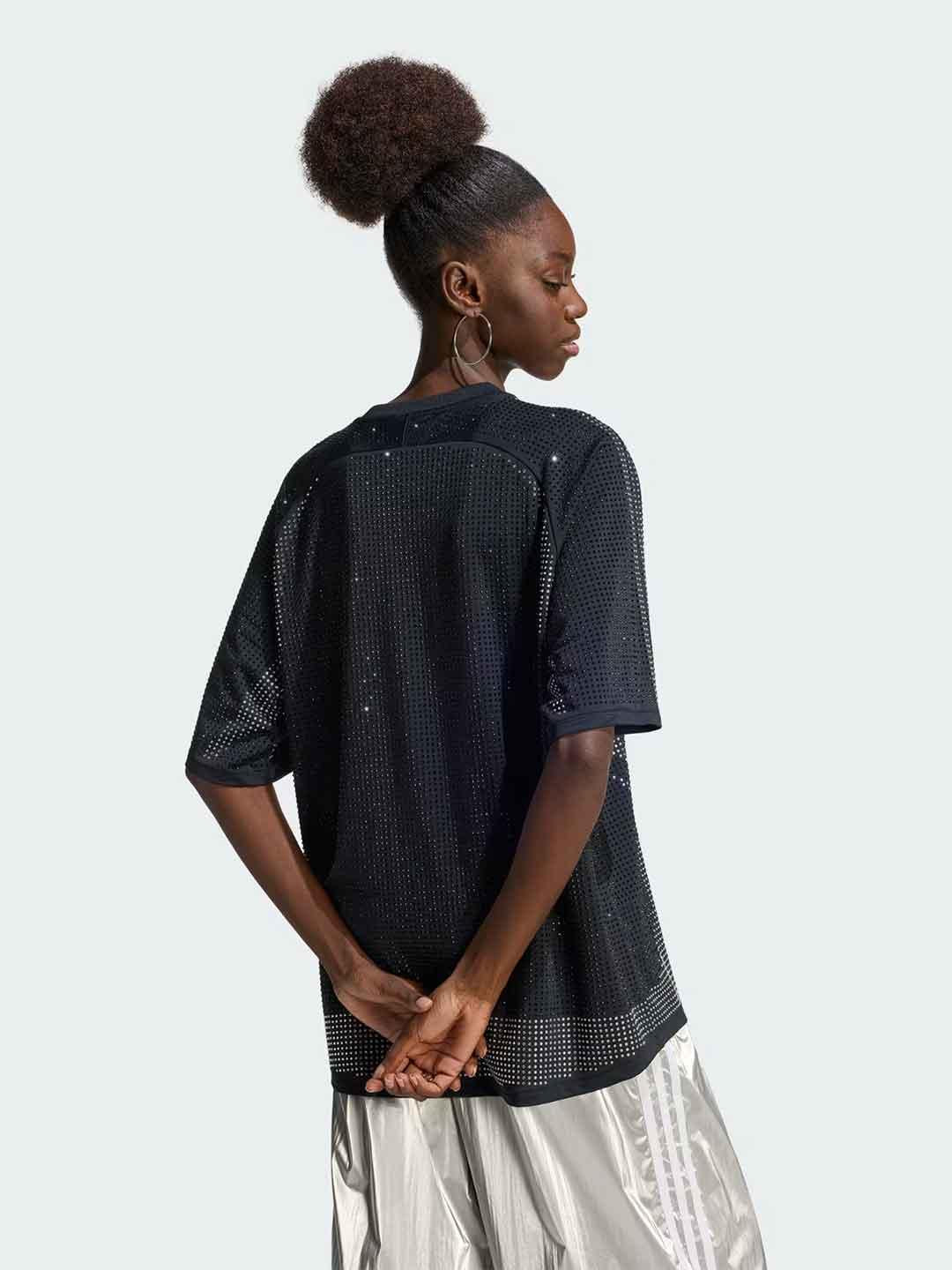 Adidas Rhinestones t-shirt nero con strass