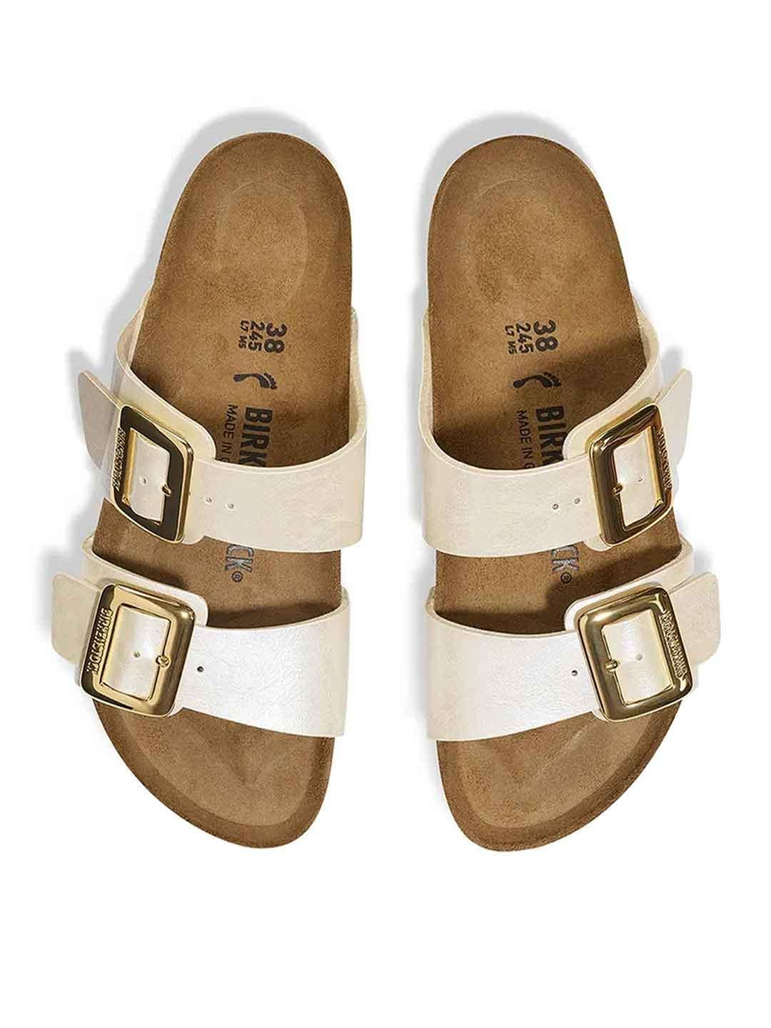 Birkenstock Sydney Cushion Buckle sandali panna perlato