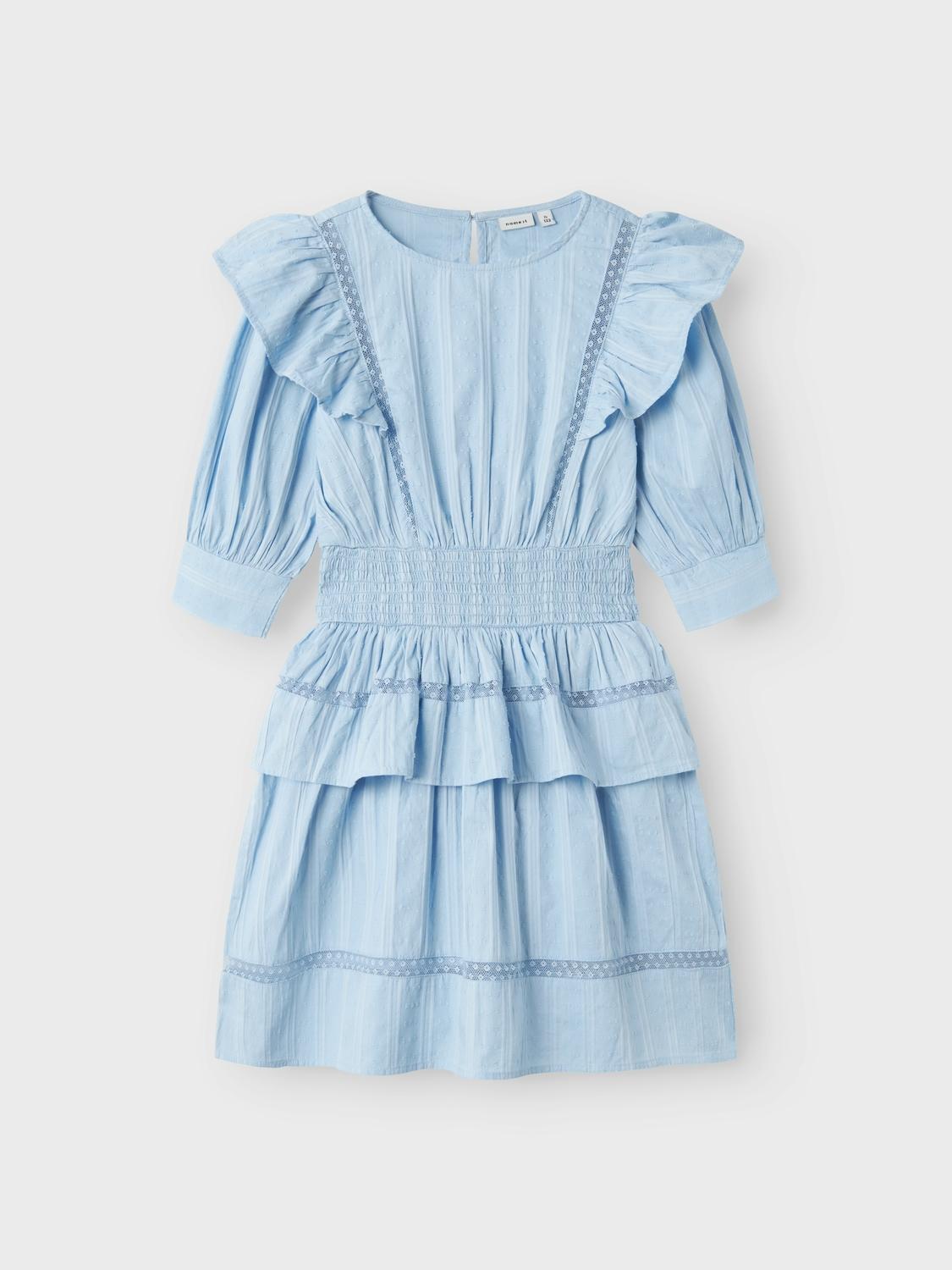 Name It abito kids celeste con volant sulle spalle