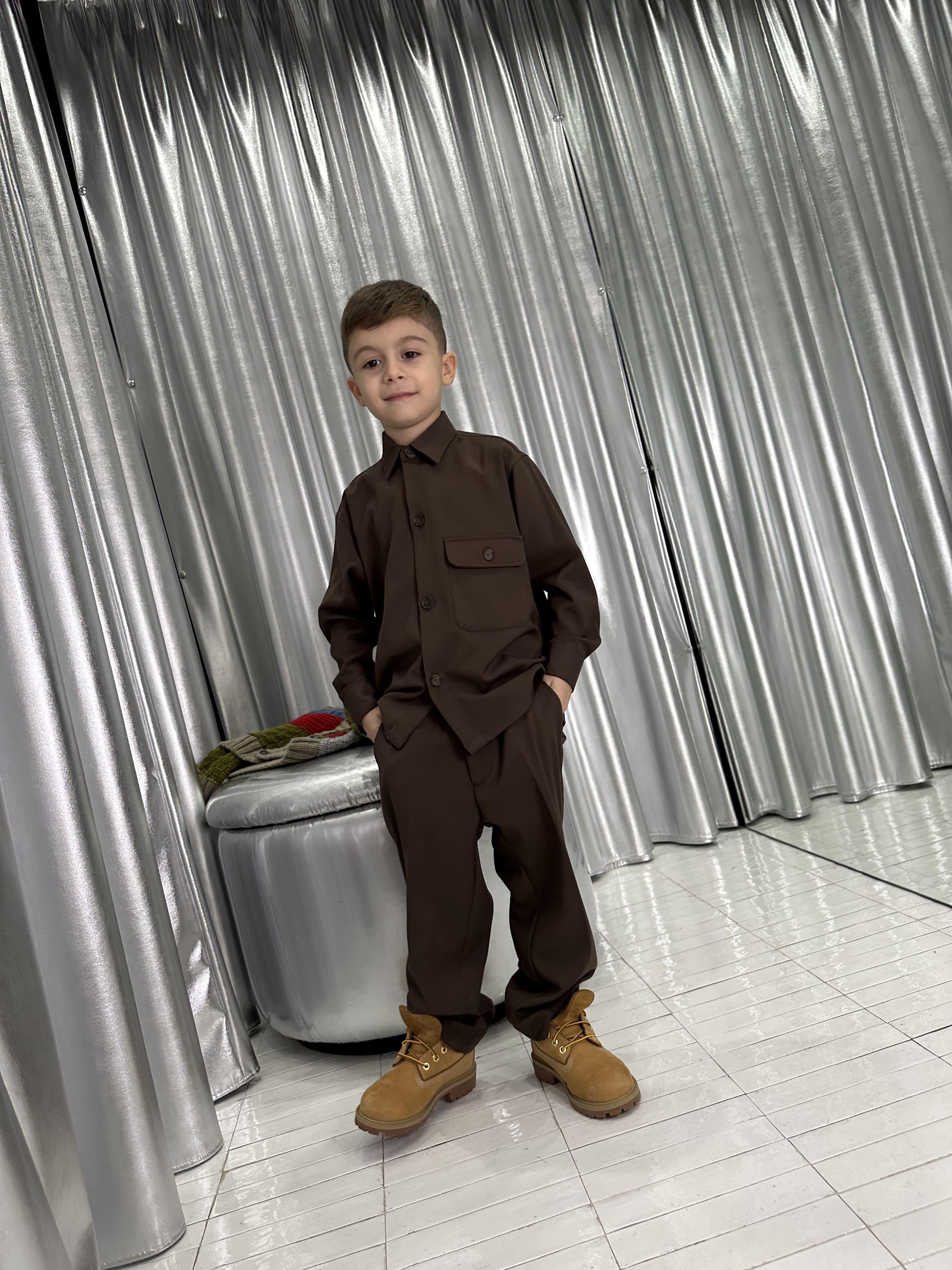 I'm Brian camicia kids marrone con taschino