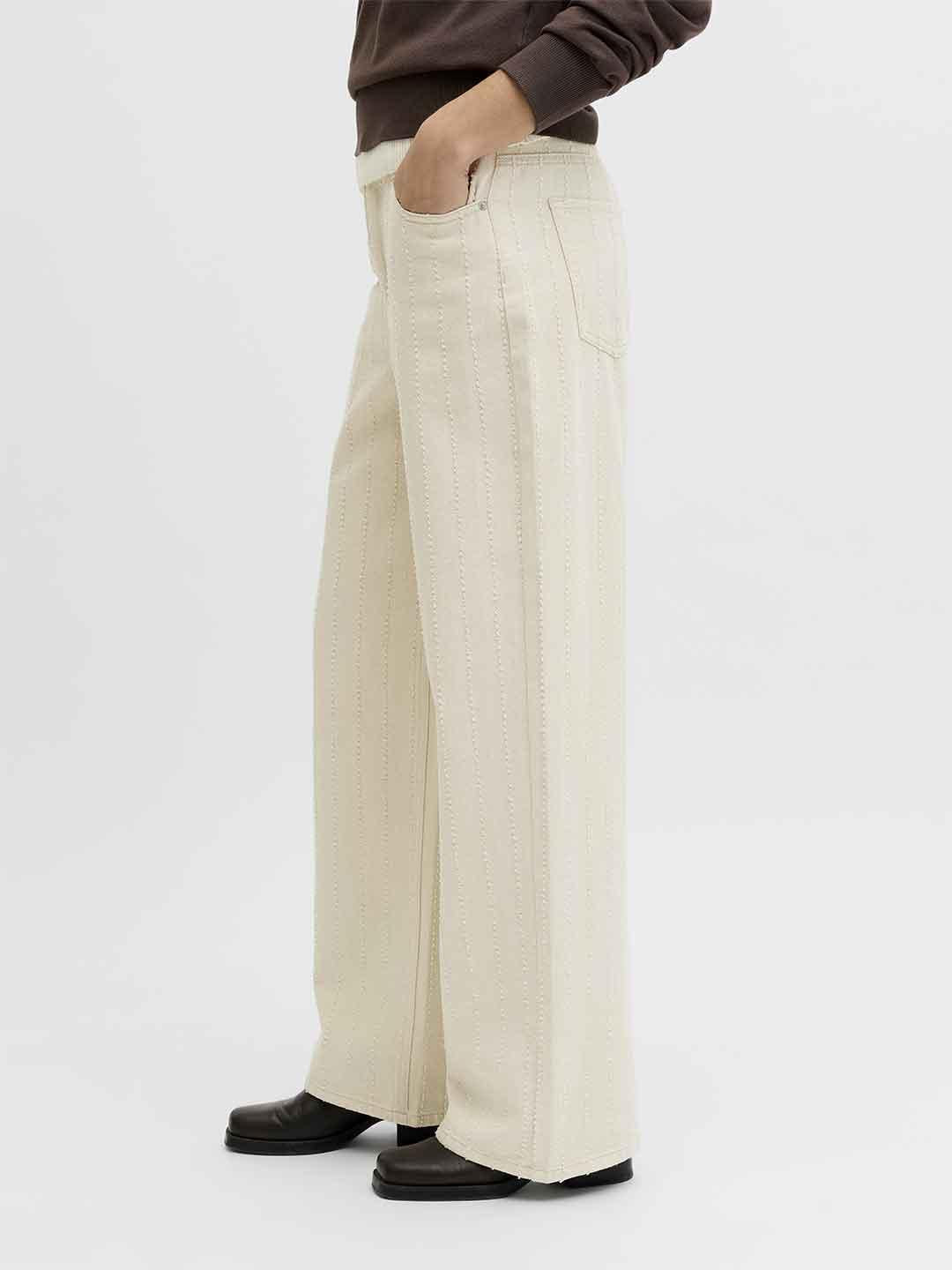 JJXX Zoe pantalone panna gamba larga