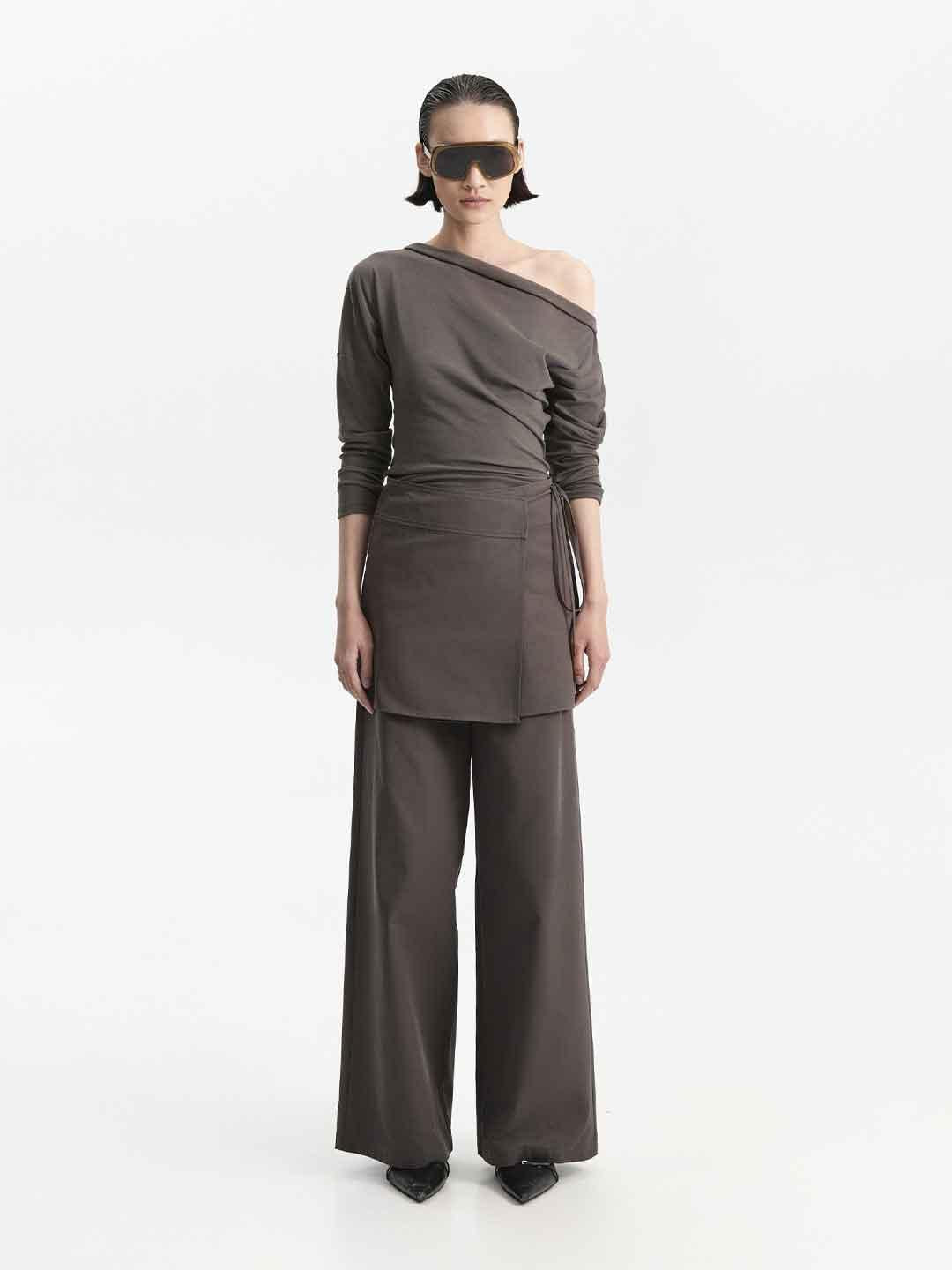 Eleh pantalone grigio con gonna