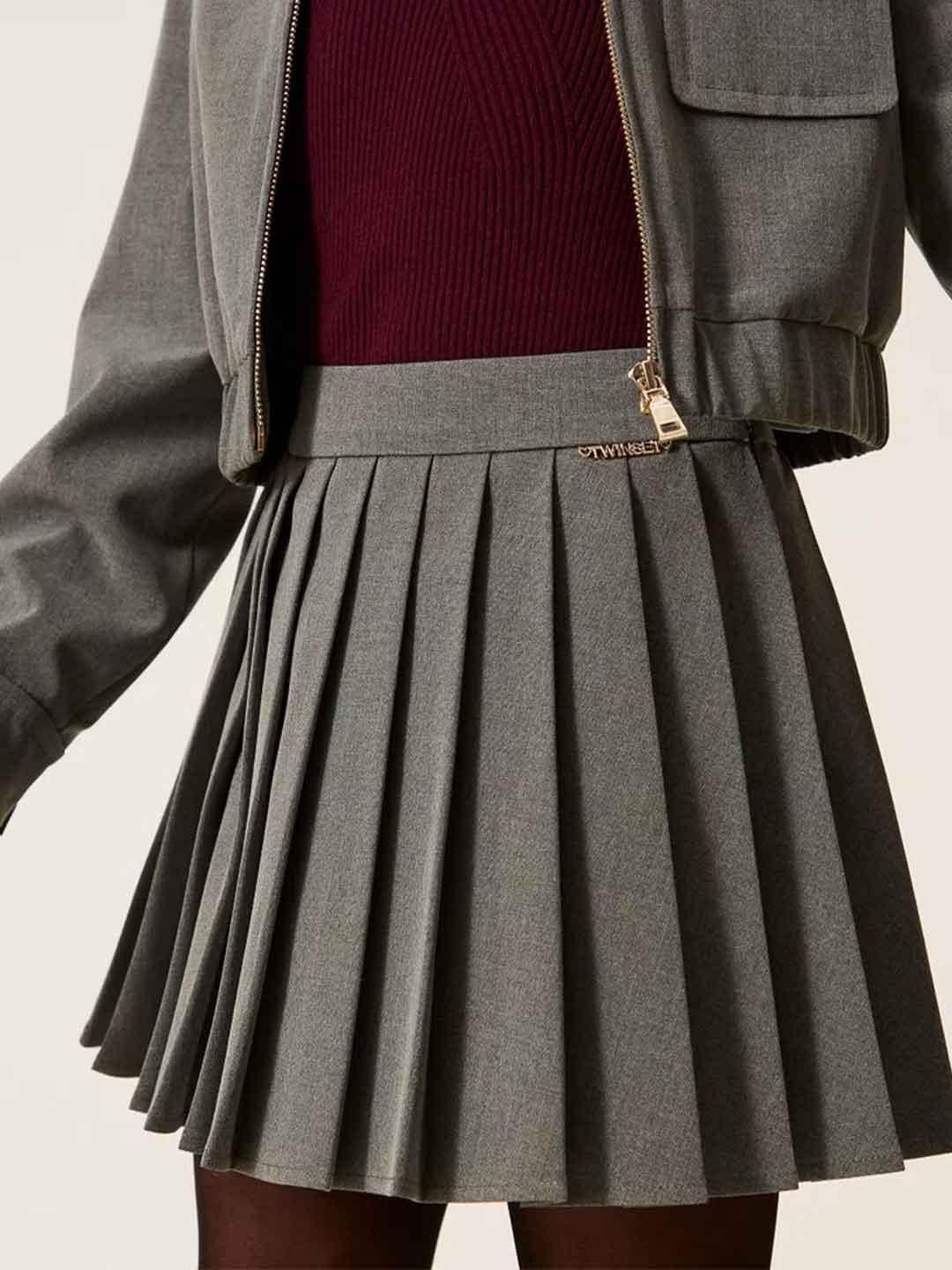 Twinset gonna kids grigio corta in flanella