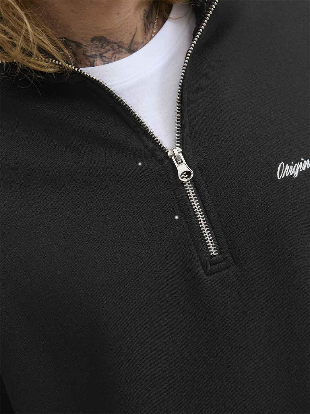 Jack & Jones felpa nero in pile con zip