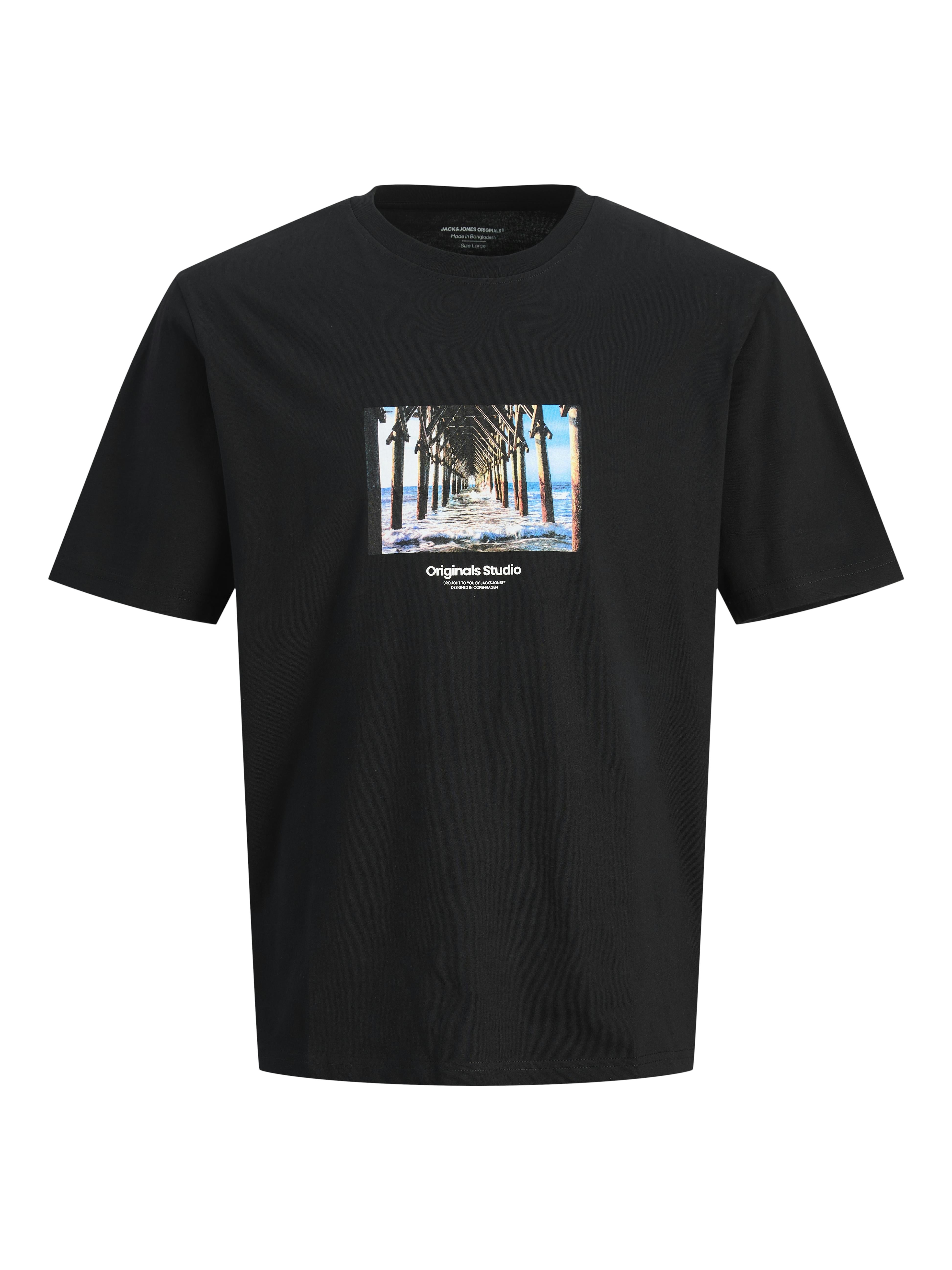 Jack & Jones t-shirt nero con grafica pontile