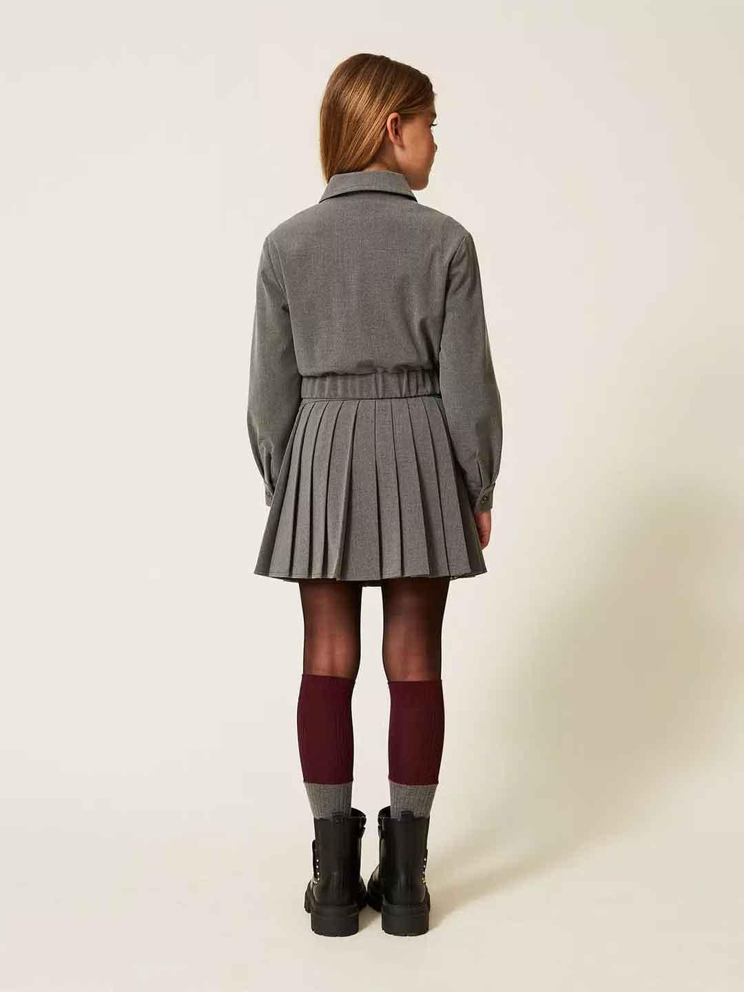 Twinset gonna kids grigio corta in flanella