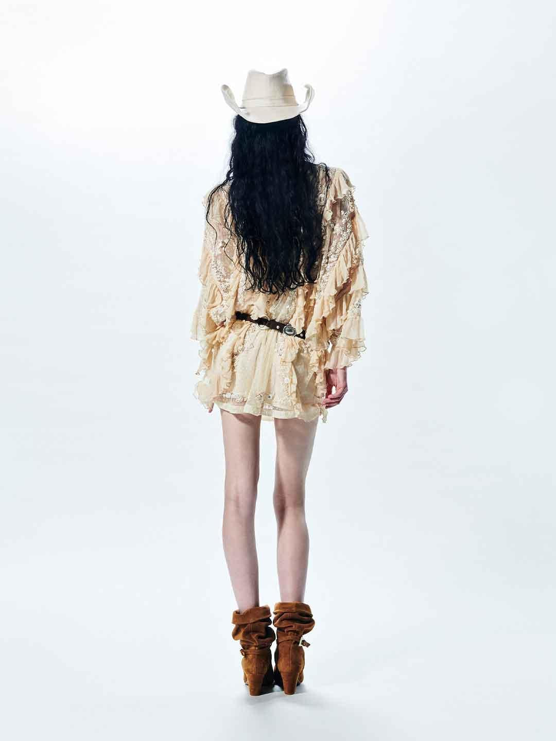 Aniye By Layla camicia beige in pizzo