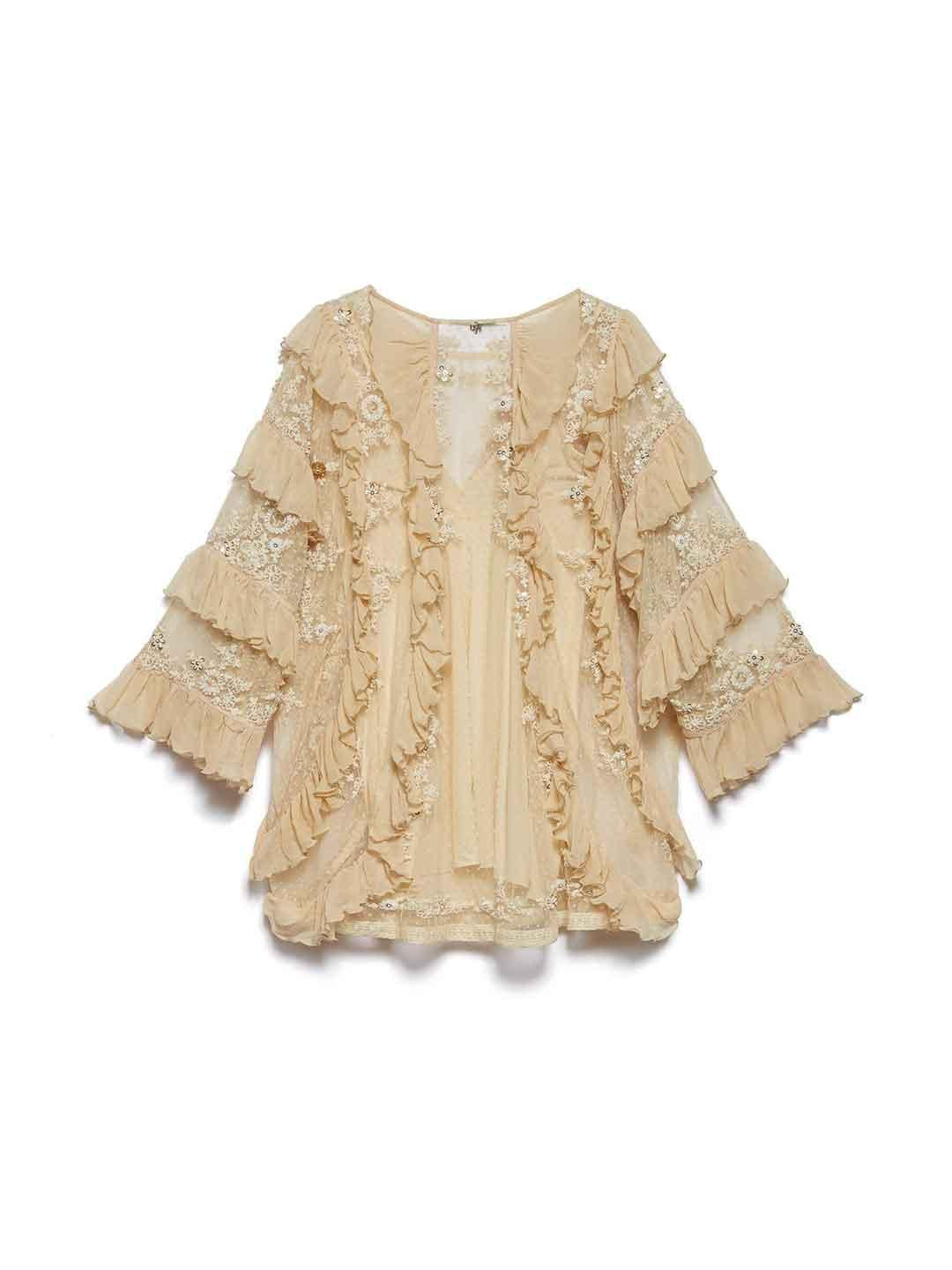 Aniye By Layla camicia beige in pizzo