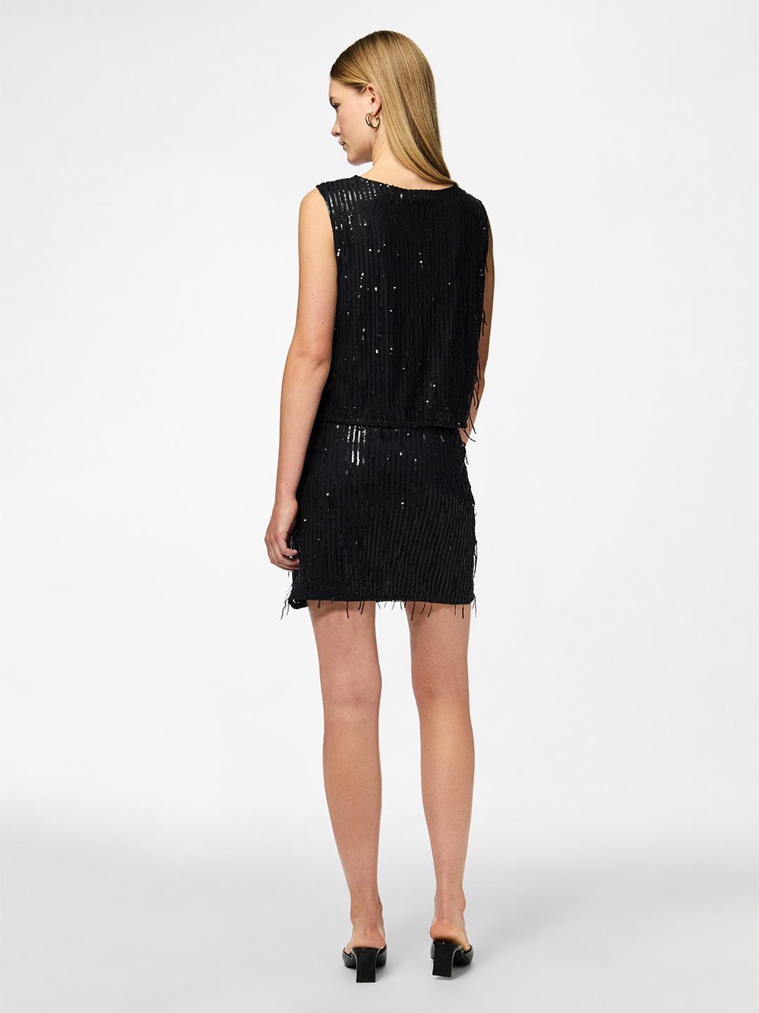 Pieces top nero con pailettes