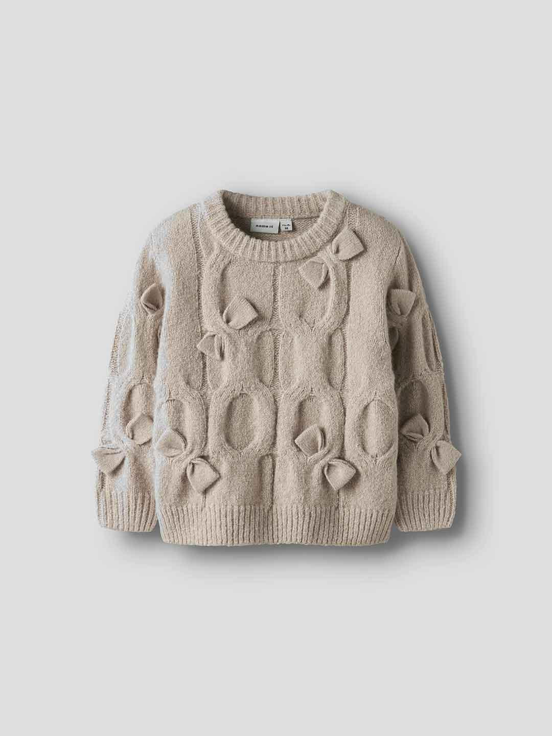 Name It maglione kids beige con fiocchi