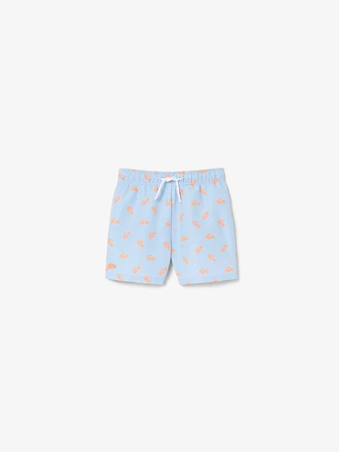 Lacoste costume kids celeste con logo arancio