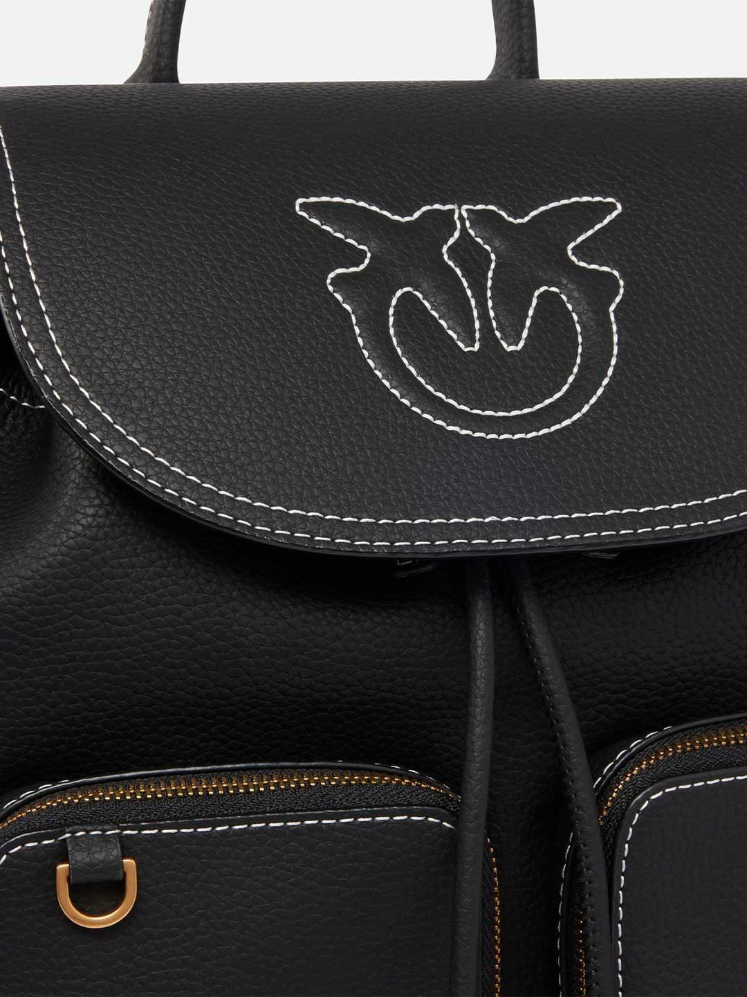 Pinko zaino nero multitasche con logo cucito