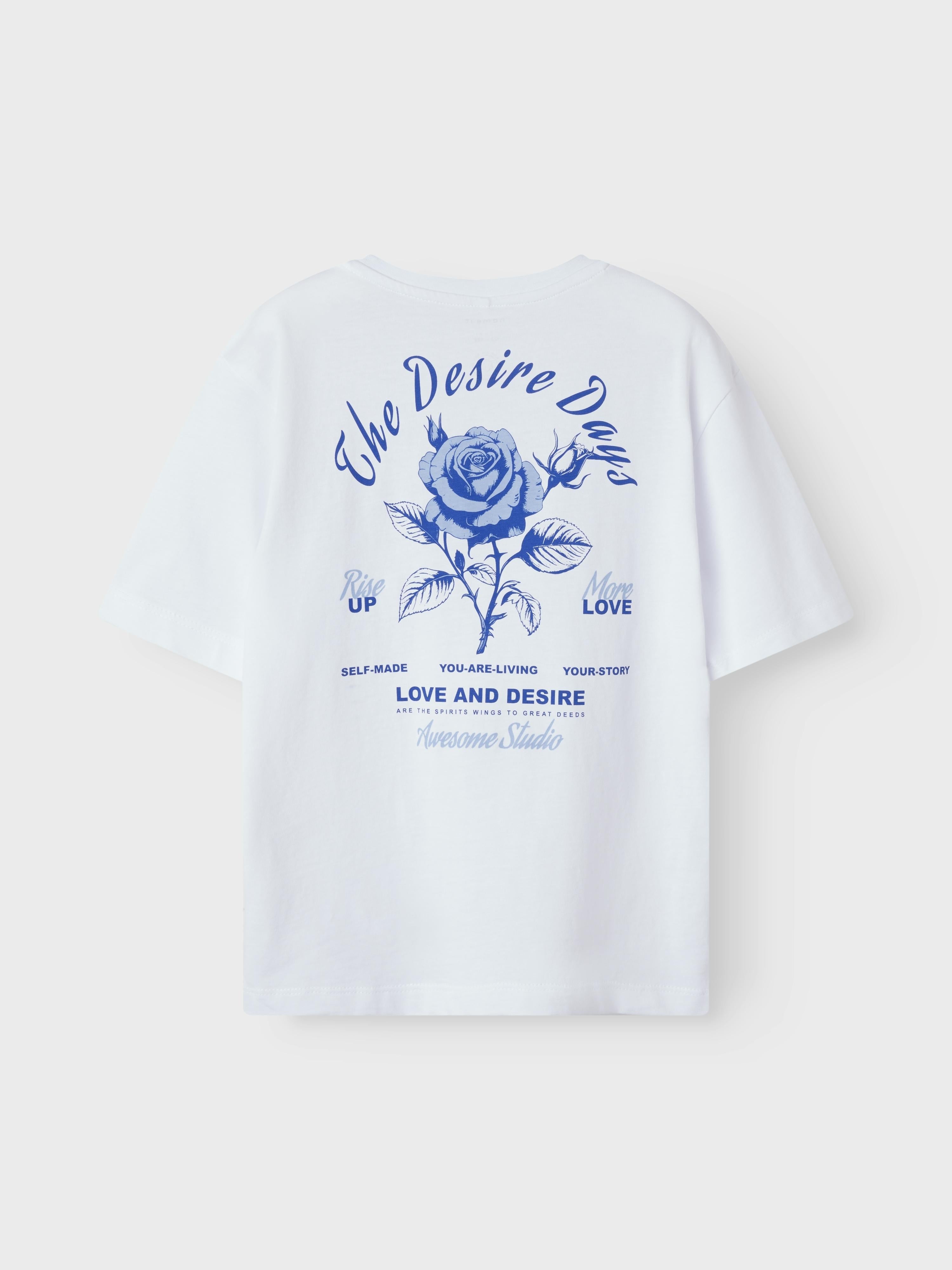 Name It t-shirt kids bianco con rose blu