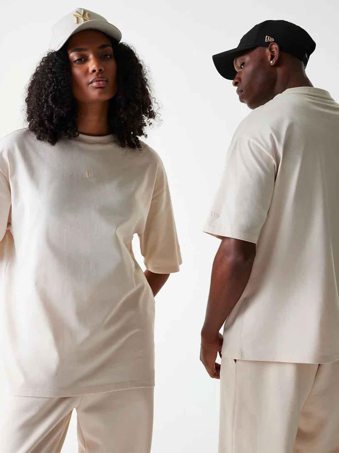 New Era t-shirt panna con logo panna