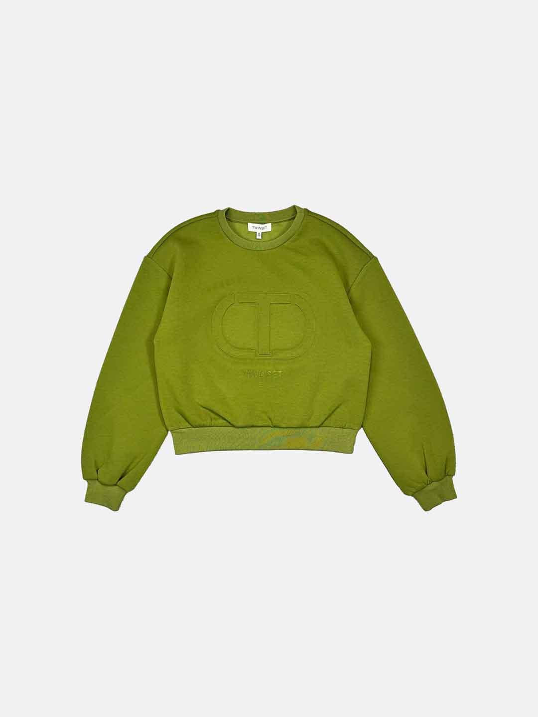 Twinset felpa kids verde con logo