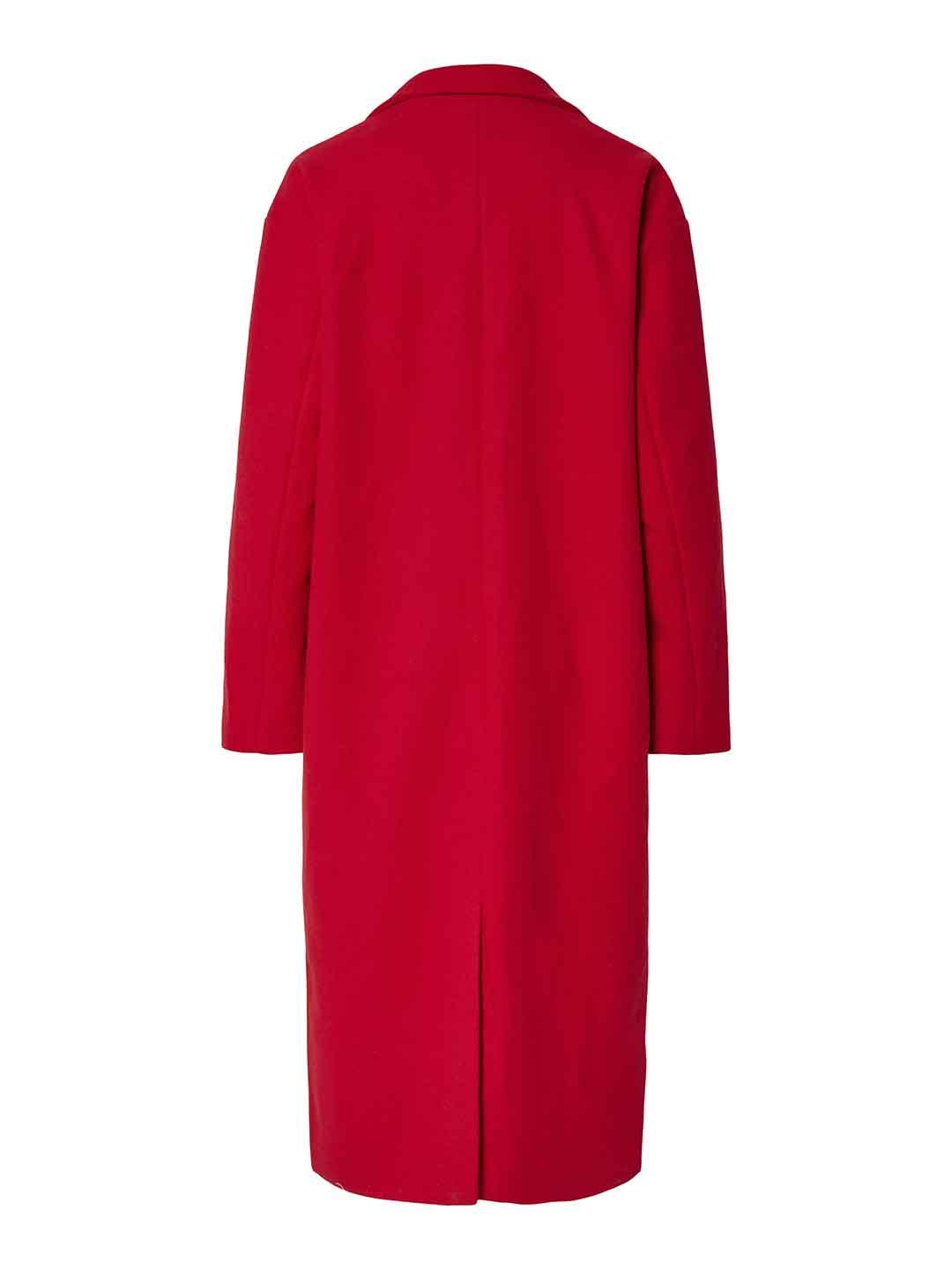 Pieces cappotto rosso lungo