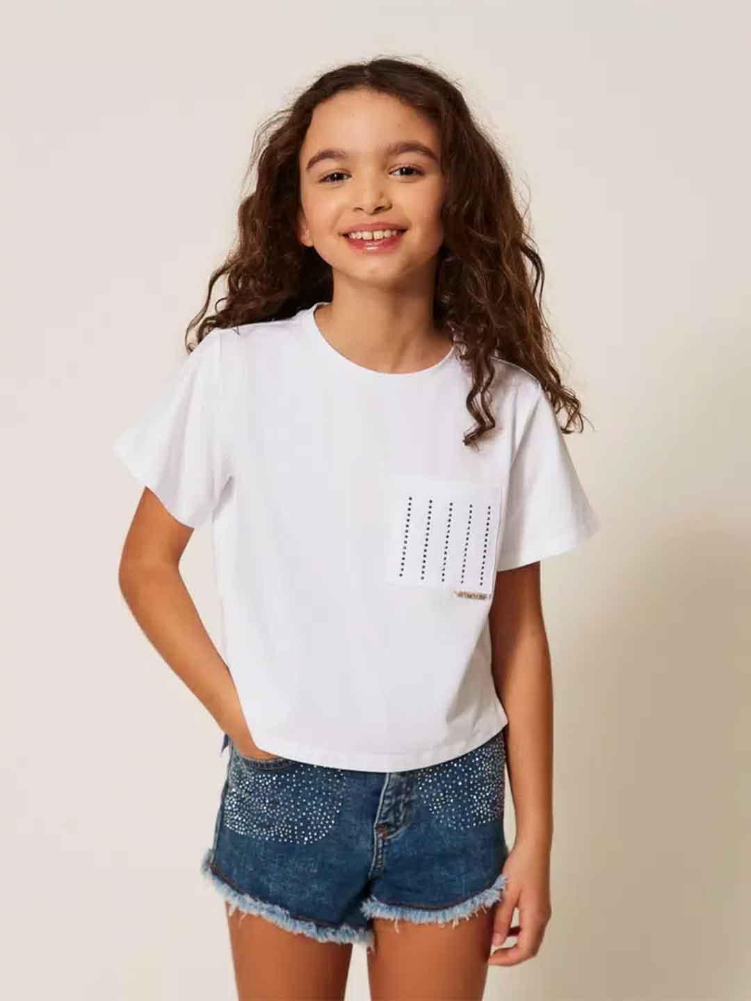 Twinset t-shirt kids bianco con borchie