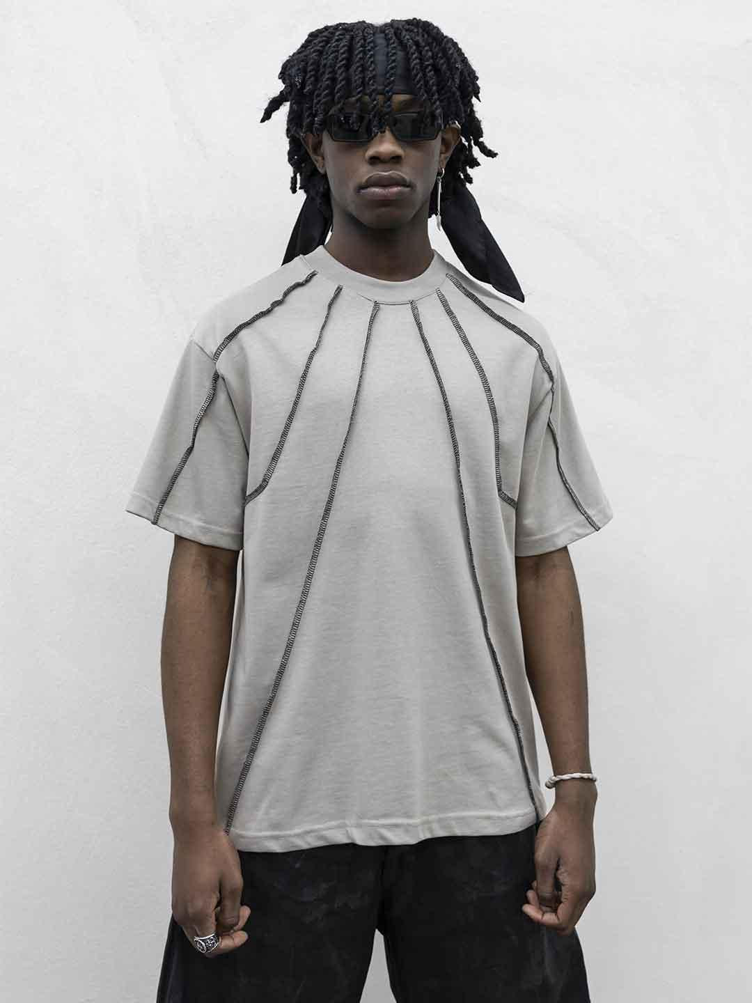 Present Day t-shirt beige con cuciture