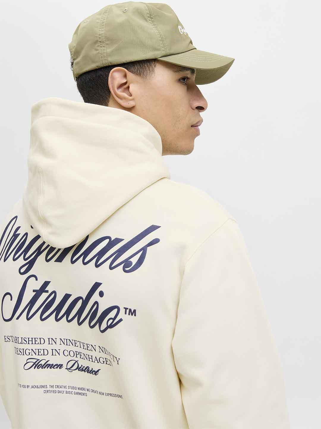 Jack & Jones felpa panna con cappuccio
