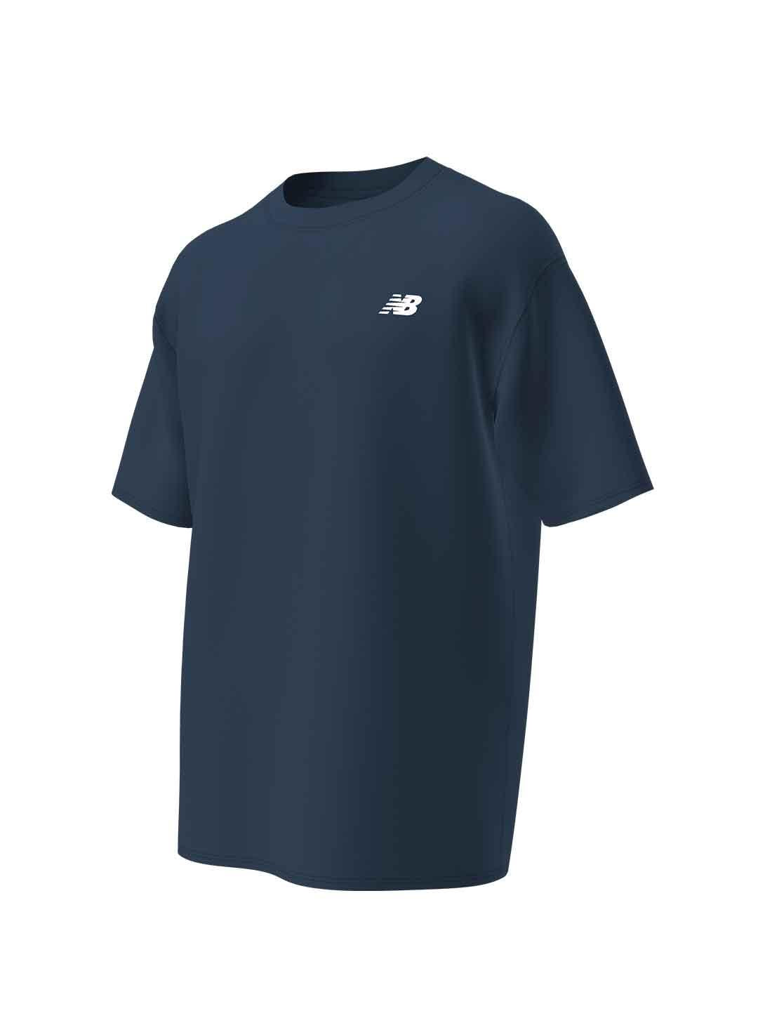 New Balance t-shirt blu con logo bianco