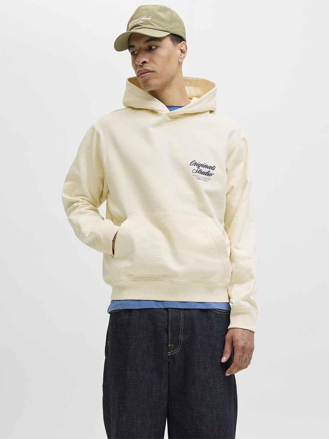Jack & Jones felpa panna con cappuccio
