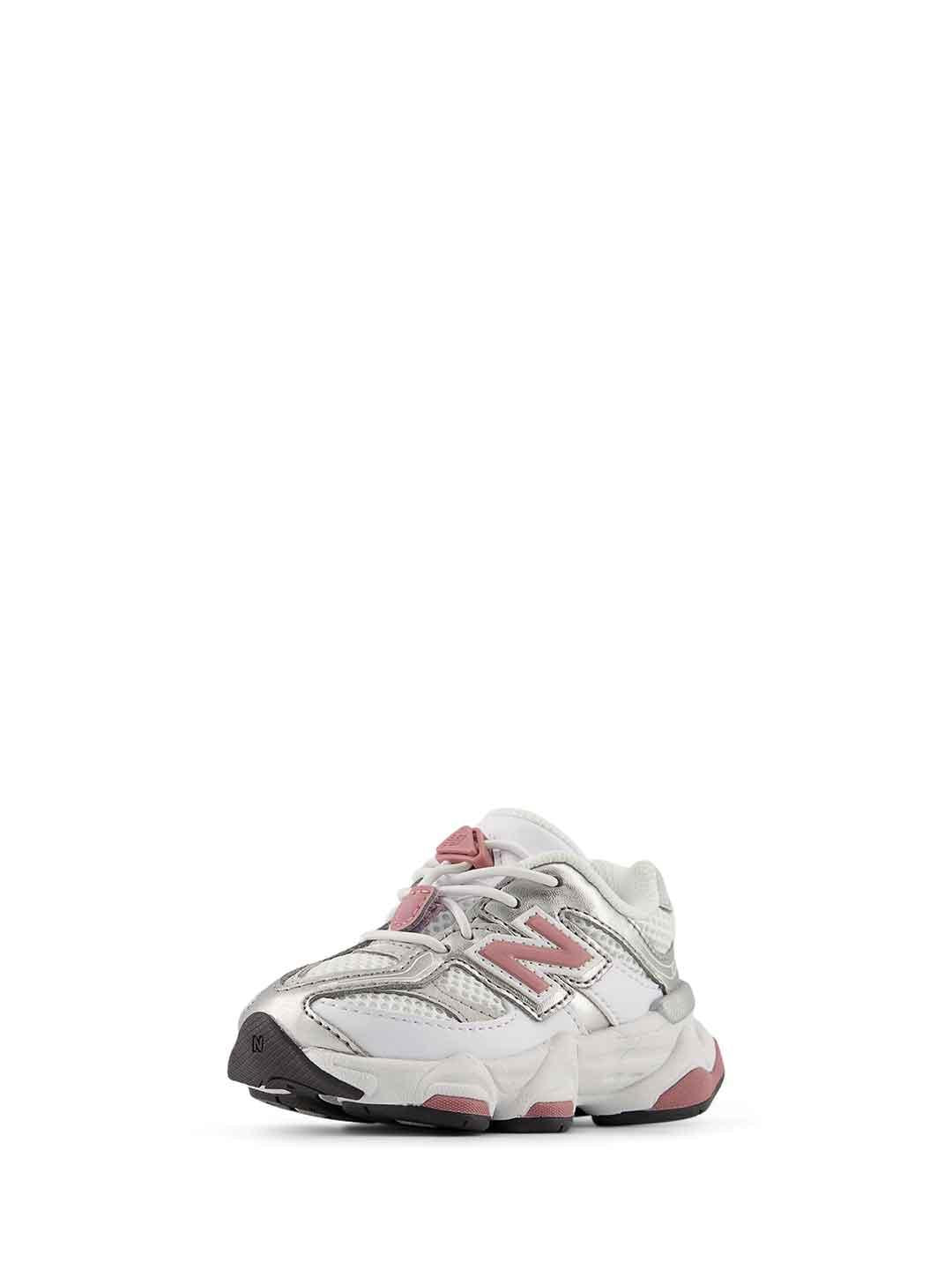 New Balance 9060 sneakers kids bianco con logo rosa