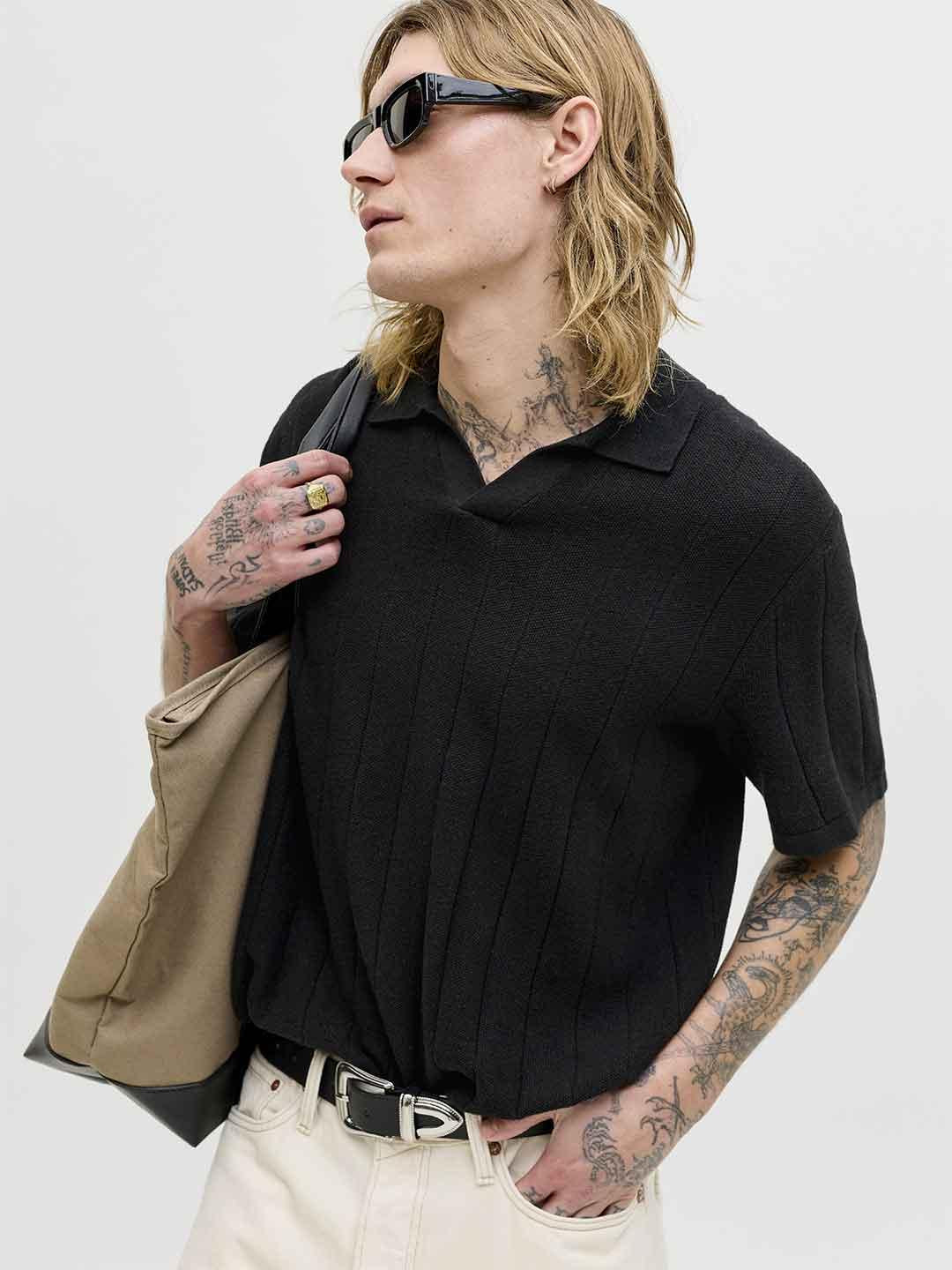 Jack & Jones polo nero in maglia