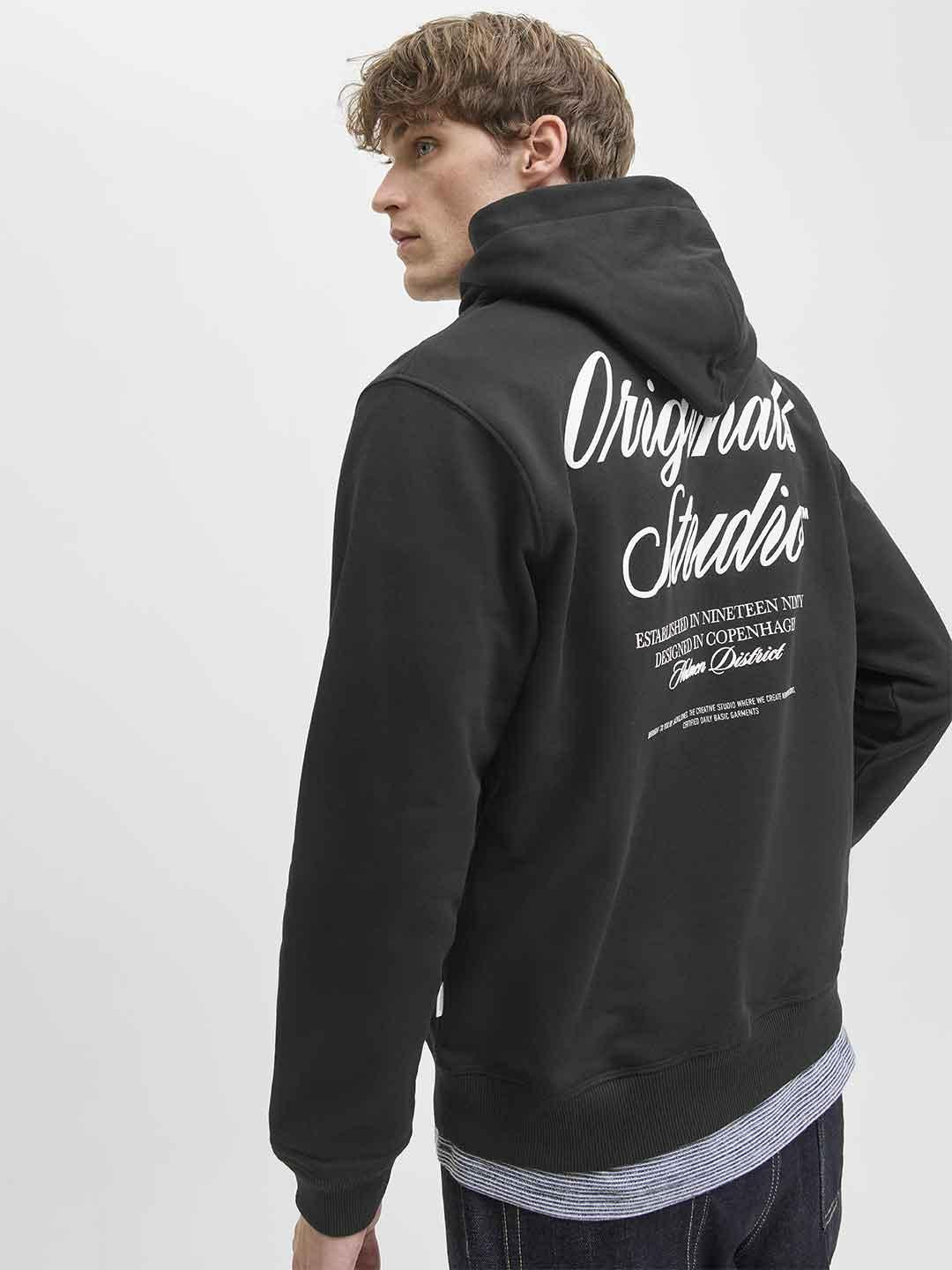 Jack & Jones felpa nero con cappuccio