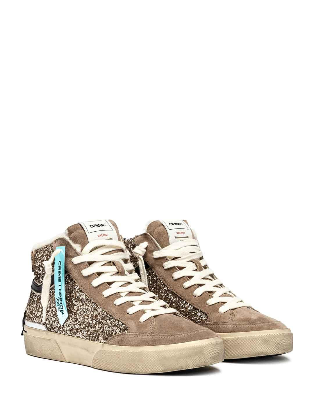 Crime Recut High sneakers beige con pelliccia