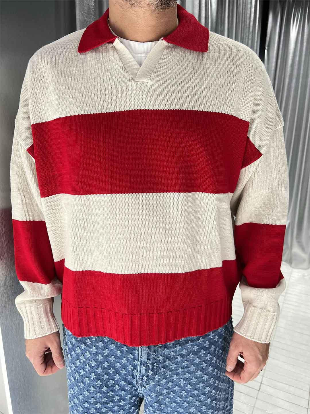 All or Nothing maglione rosso a righe
