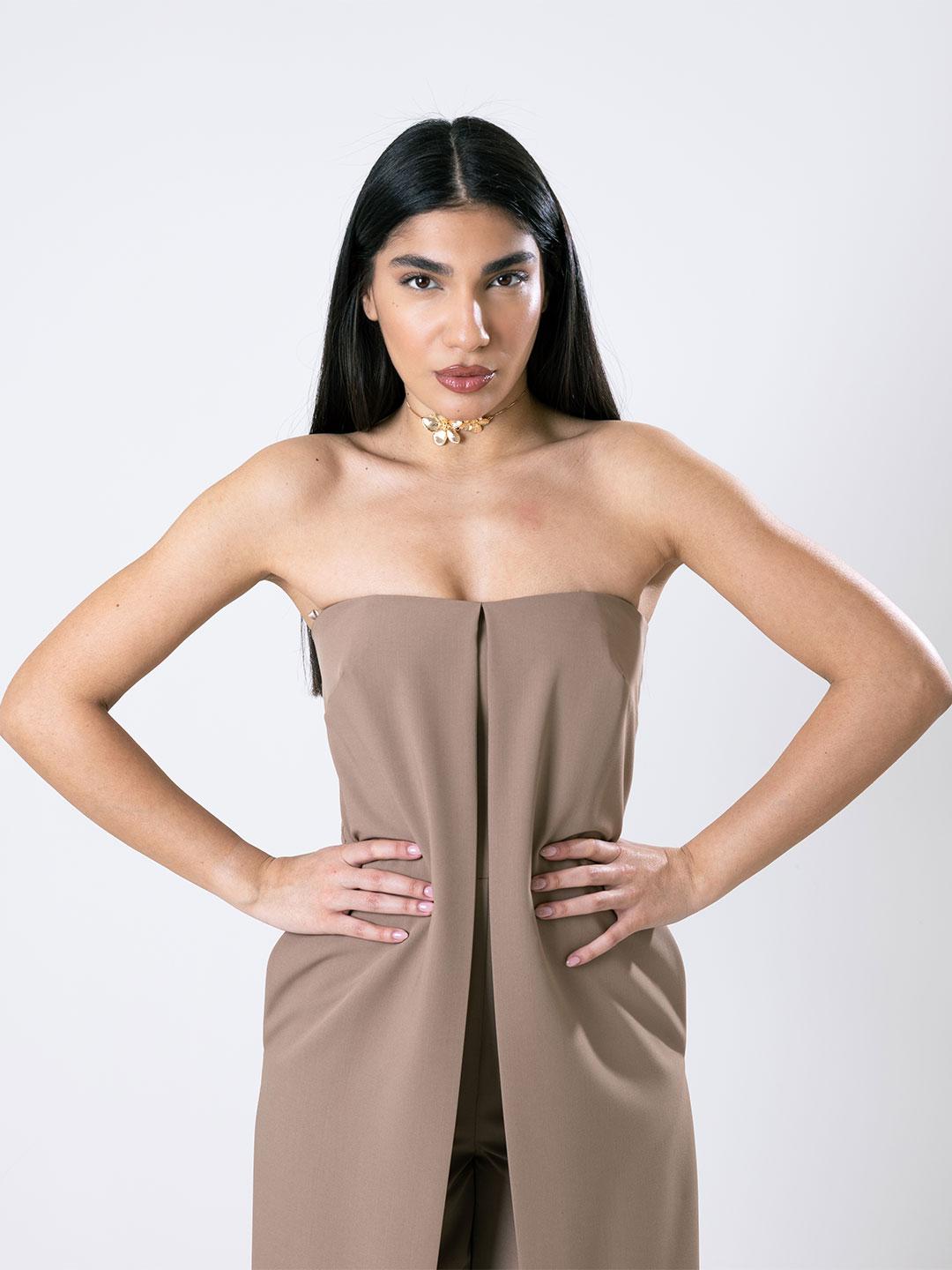 Bohemian Vì jumpsuit marrone<BR/>
