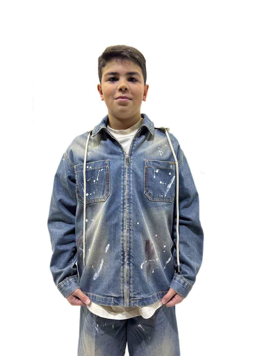 Yes London camicia kids in jeans con cappuccio
