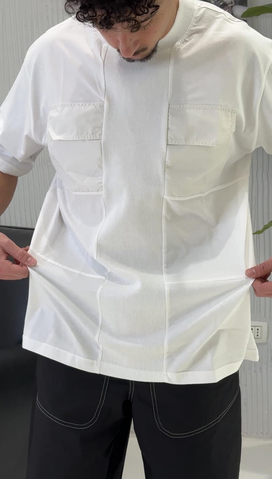 All Five t-shirt bianco con taschini