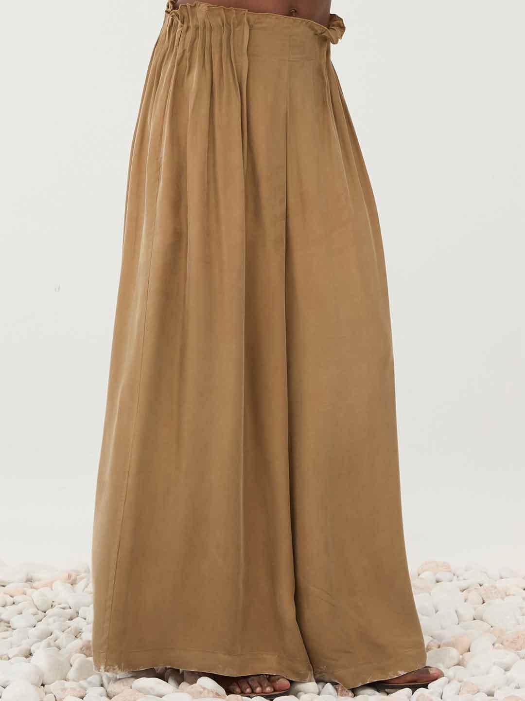 Eleh pantaloni beige fondo ampio