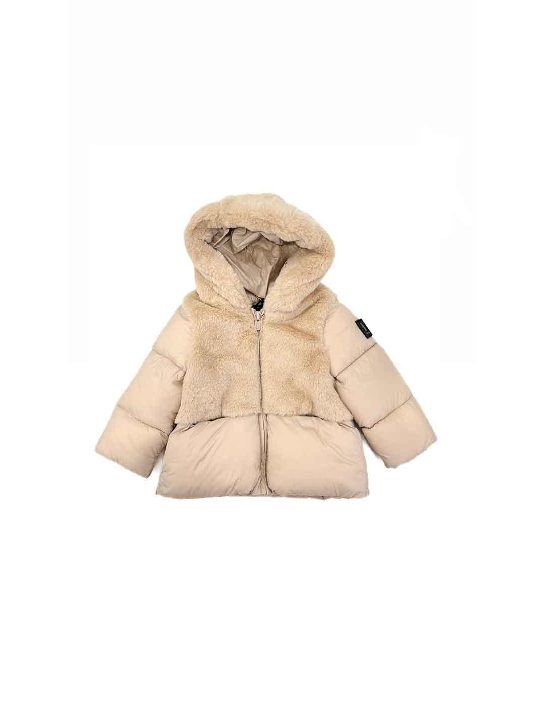 Refrigue piumino kids beige in pelliccia