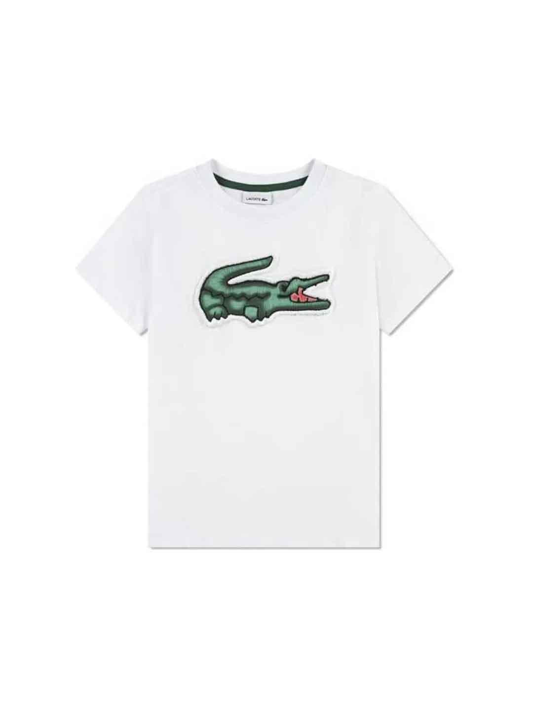 Lacoste t-shirt kids bianco con logo grande