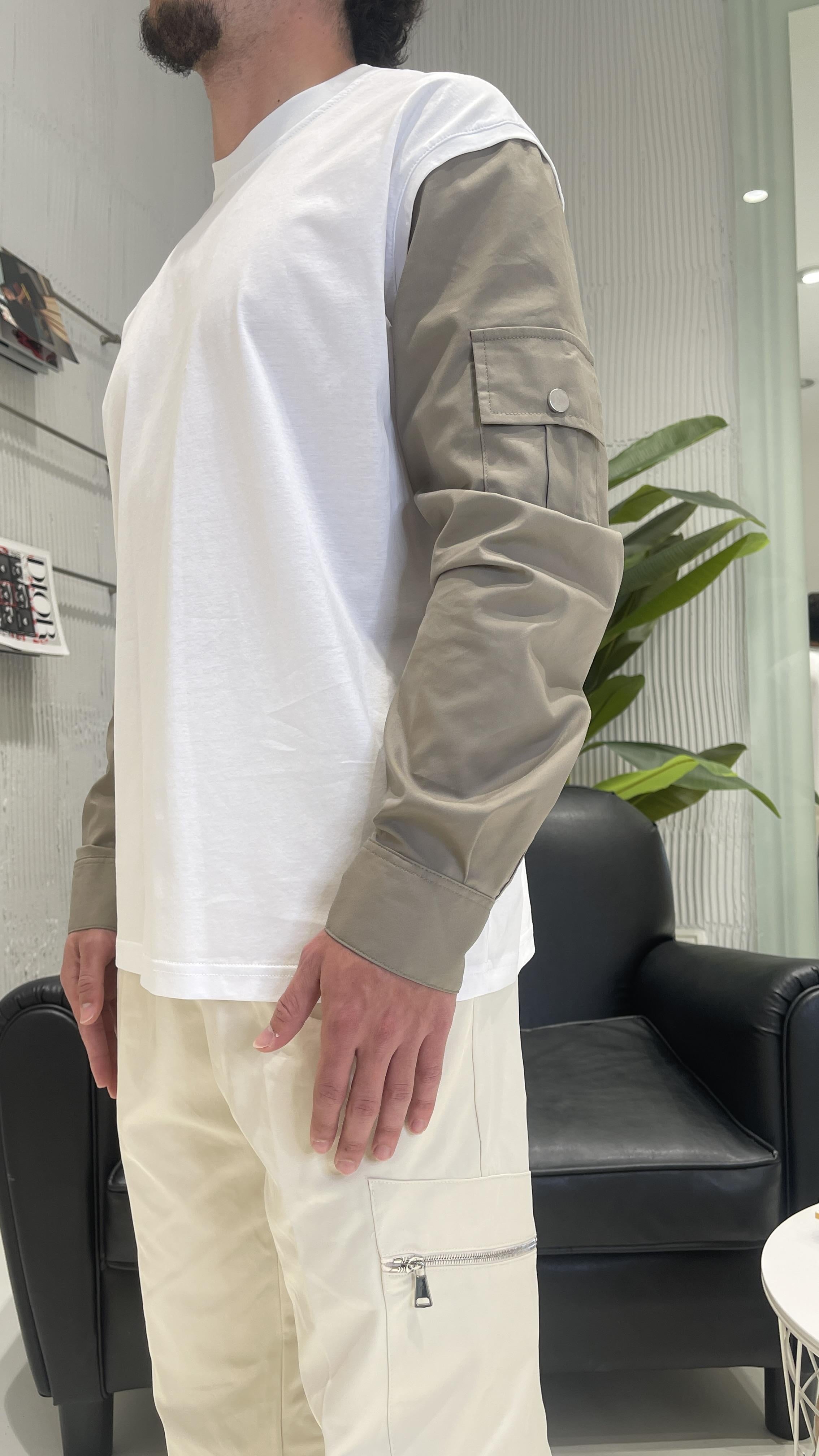 Pret A Porter t-shirt bianco manica in contrasto
