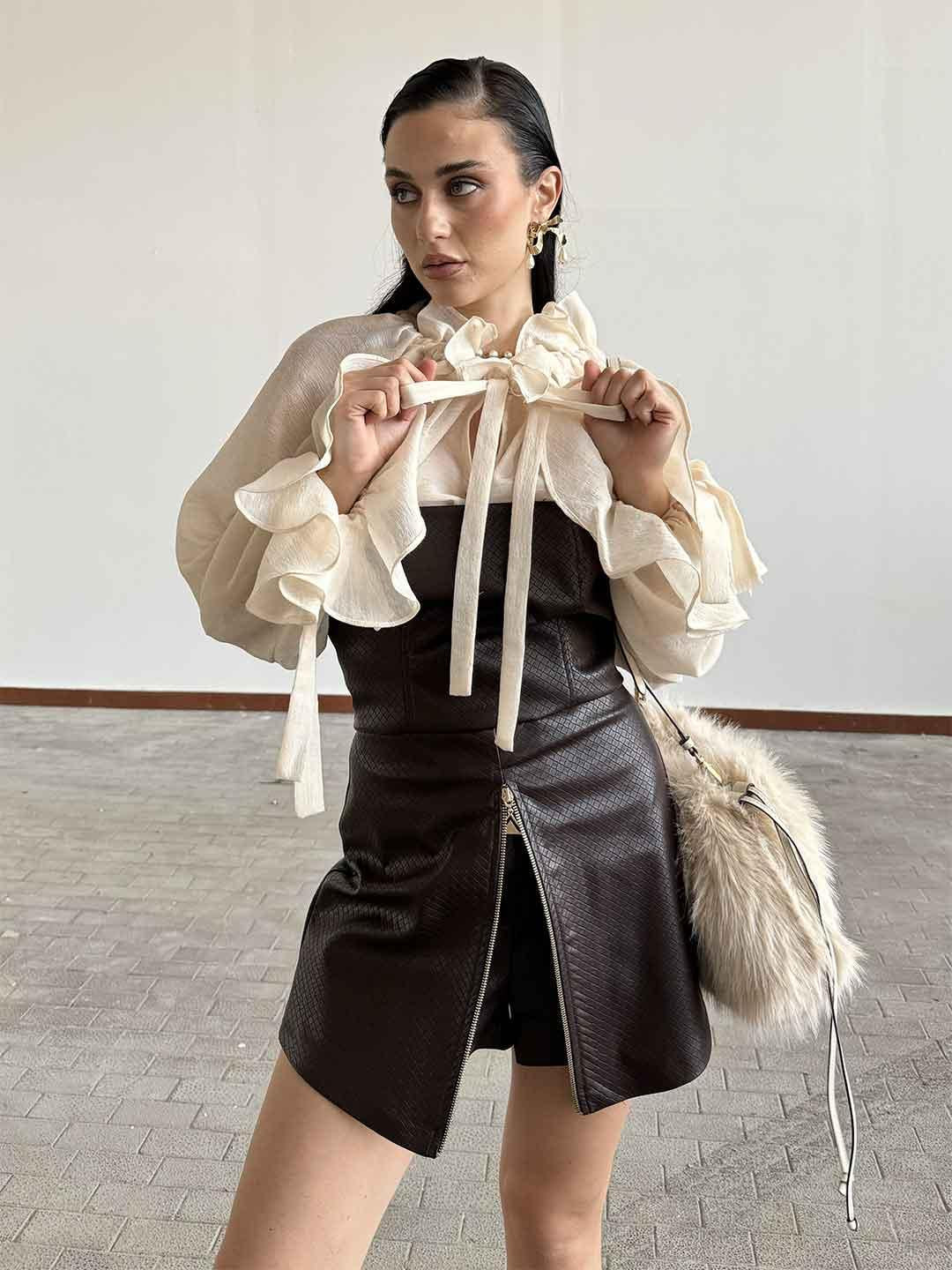 Silence tuta marrone in pelle