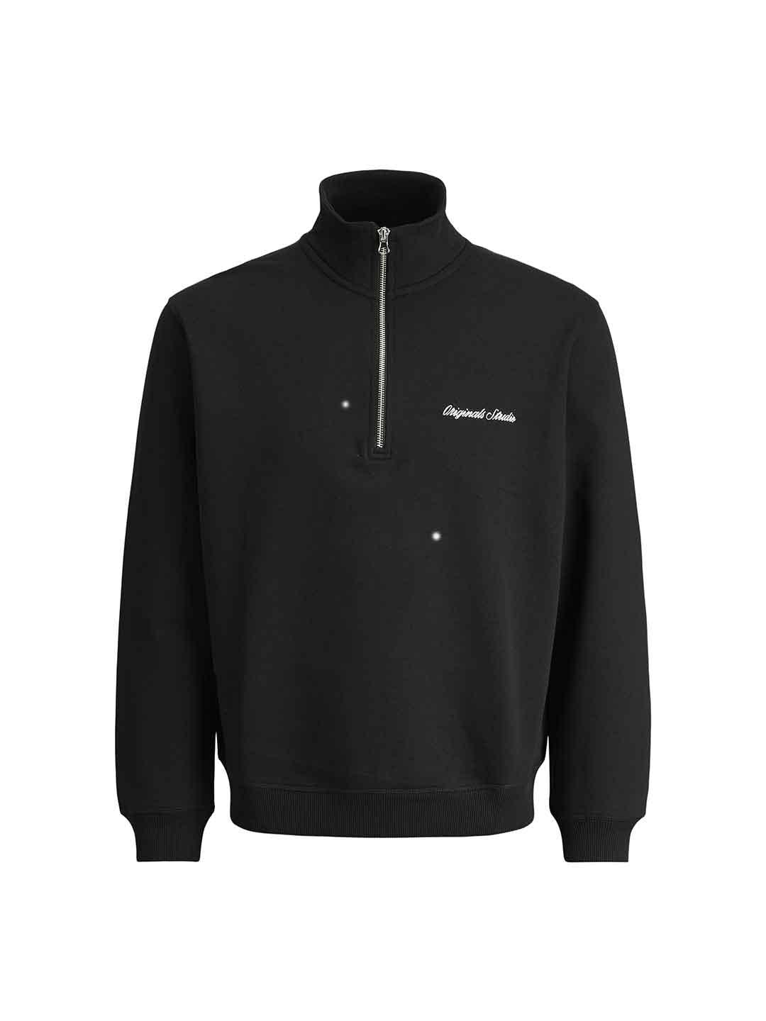 Jack & Jones felpa nero in pile con zip