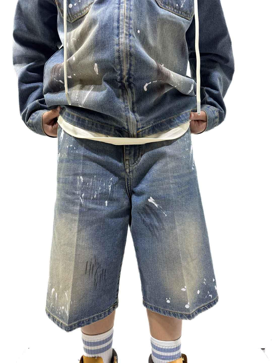 Yes London bermuda kids in jeans con pittura